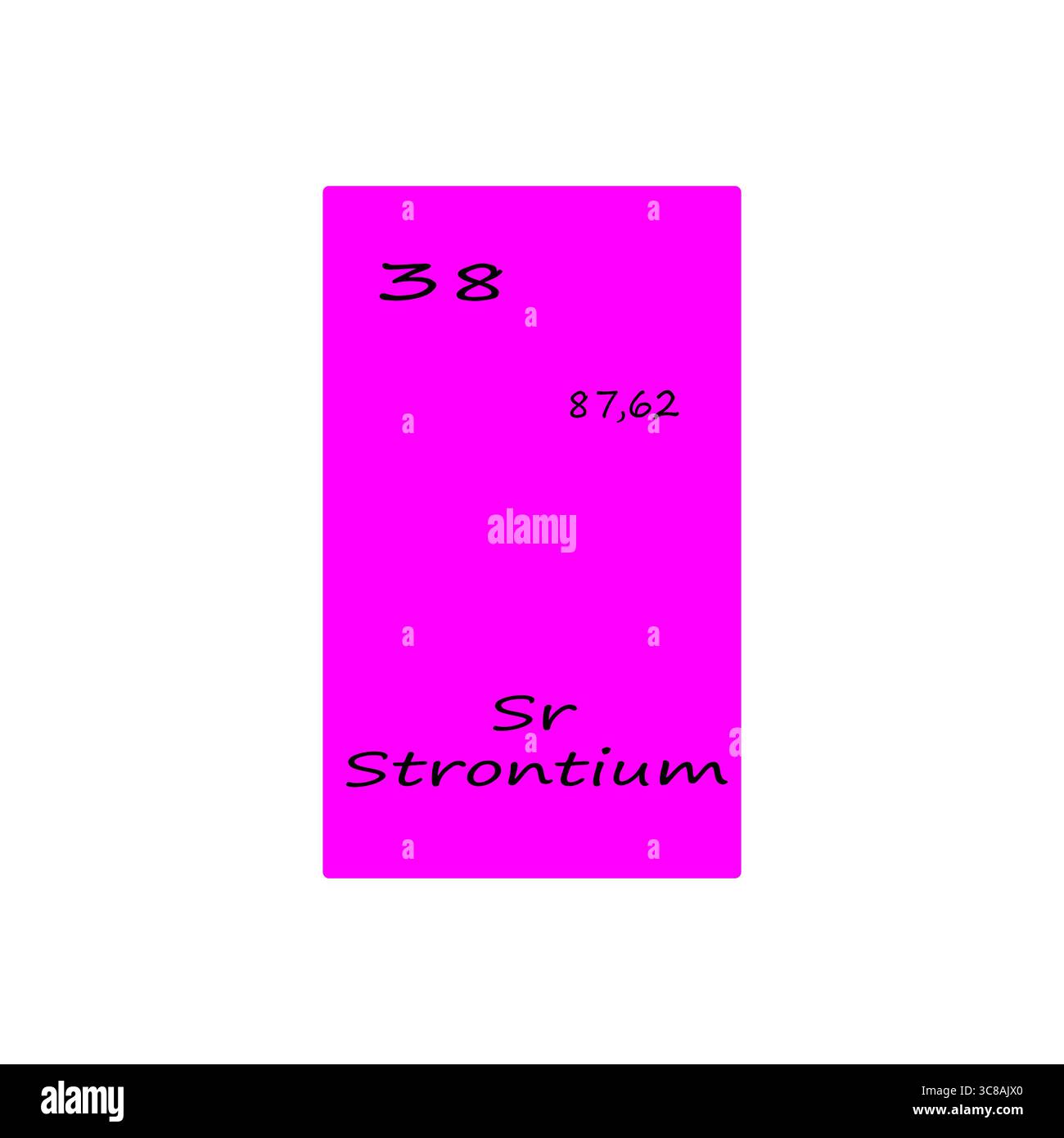 Bloc d'éléments de strontium. Numéro atomique trente-huit. Vecteur de symbole chimique. Fond magenta brillant. Illustration de Vecteur