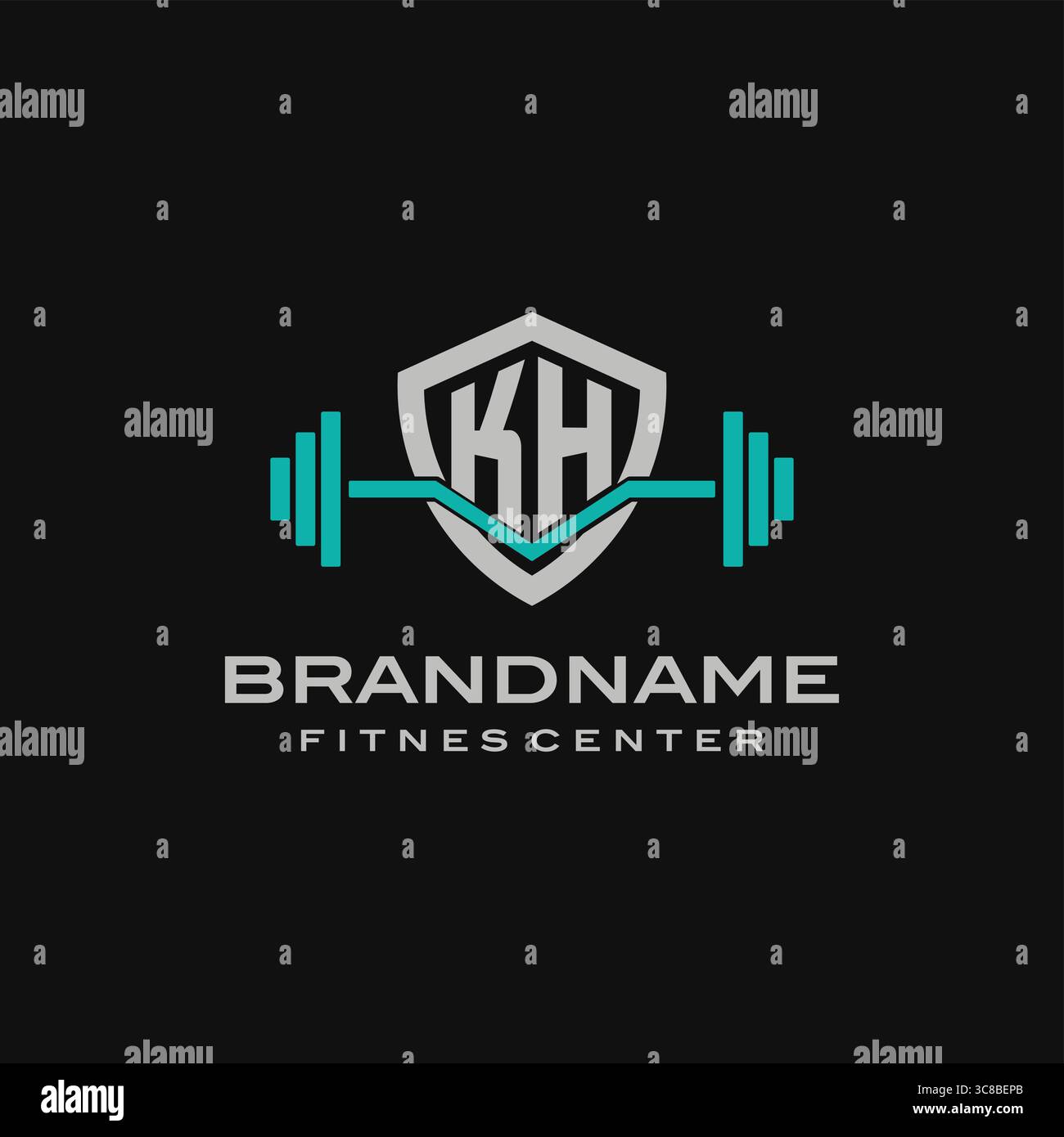Design de logo Creative Letter KH pour le graphisme vectoriel de gymnastique ou de fitness Illustration de Vecteur