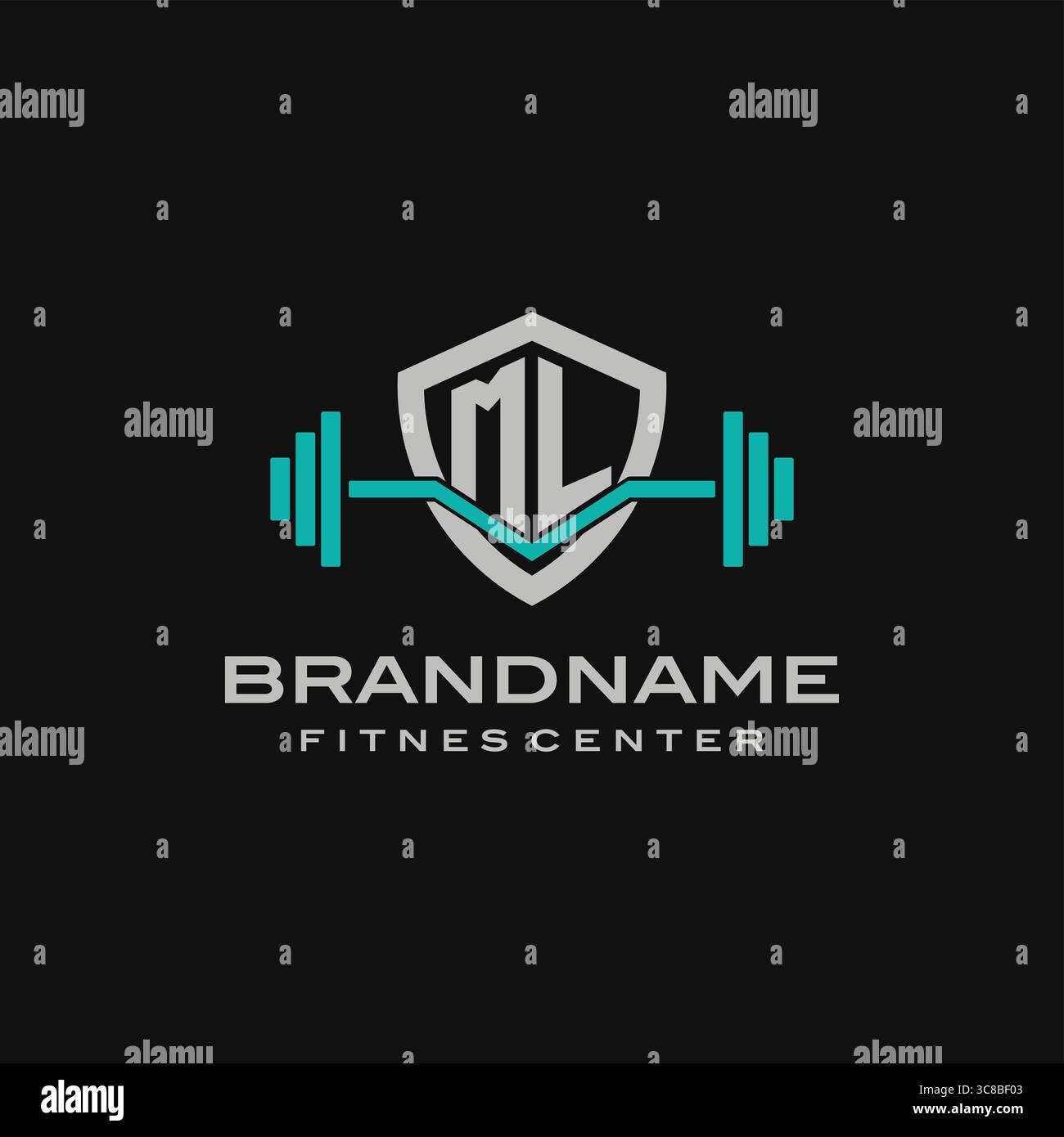 Design de logo Creative Letter ML pour le graphisme vectoriel de gymnastique ou de fitness Illustration de Vecteur
