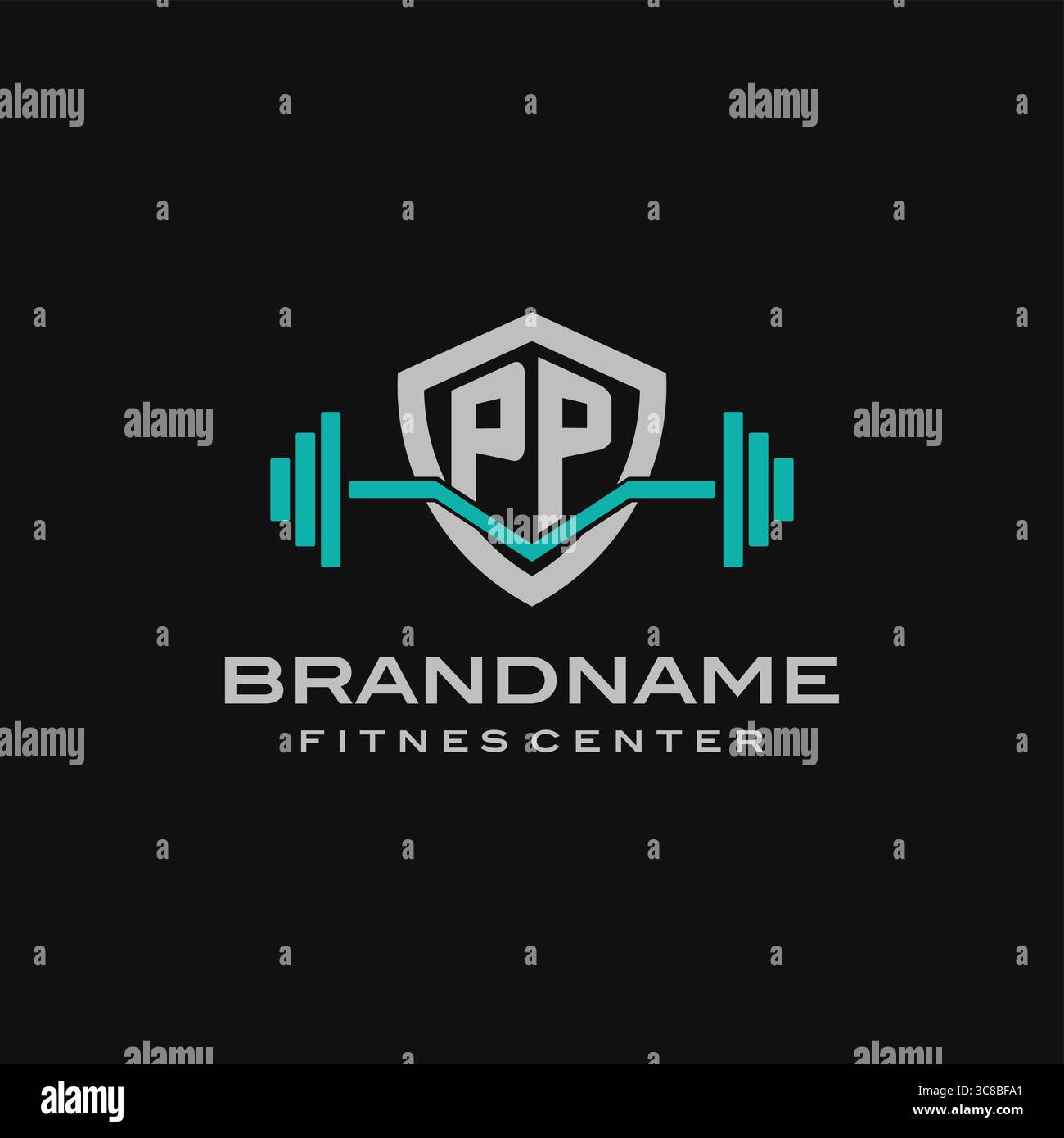 Design de logo Creative lettre PP pour le graphisme vectoriel de gymnastique ou de fitness Illustration de Vecteur