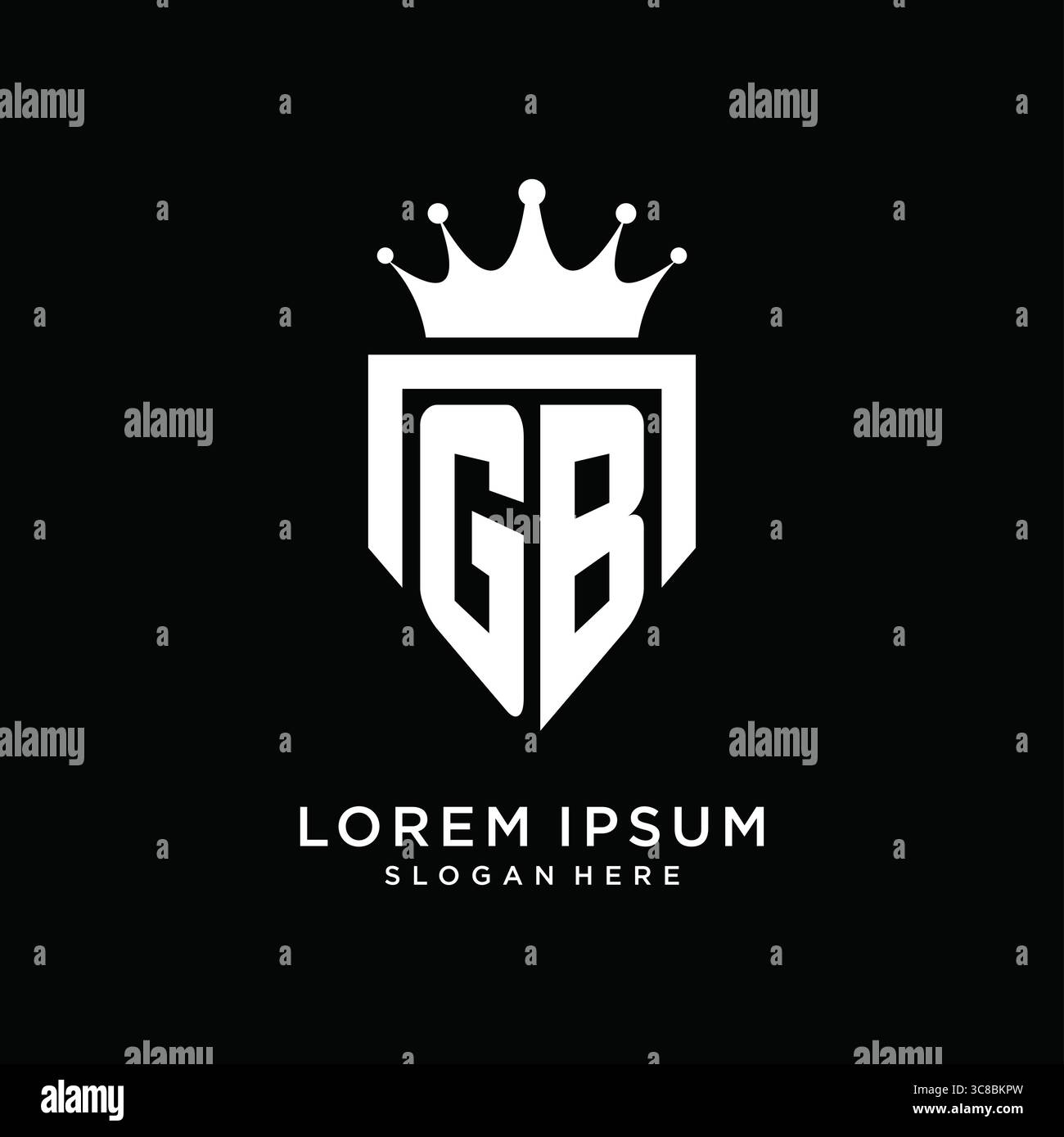 Lettre GB logo monogramme style d'emblème avec modèle de conception de forme de couronne vecteur graphique graphique graphique Illustration de Vecteur