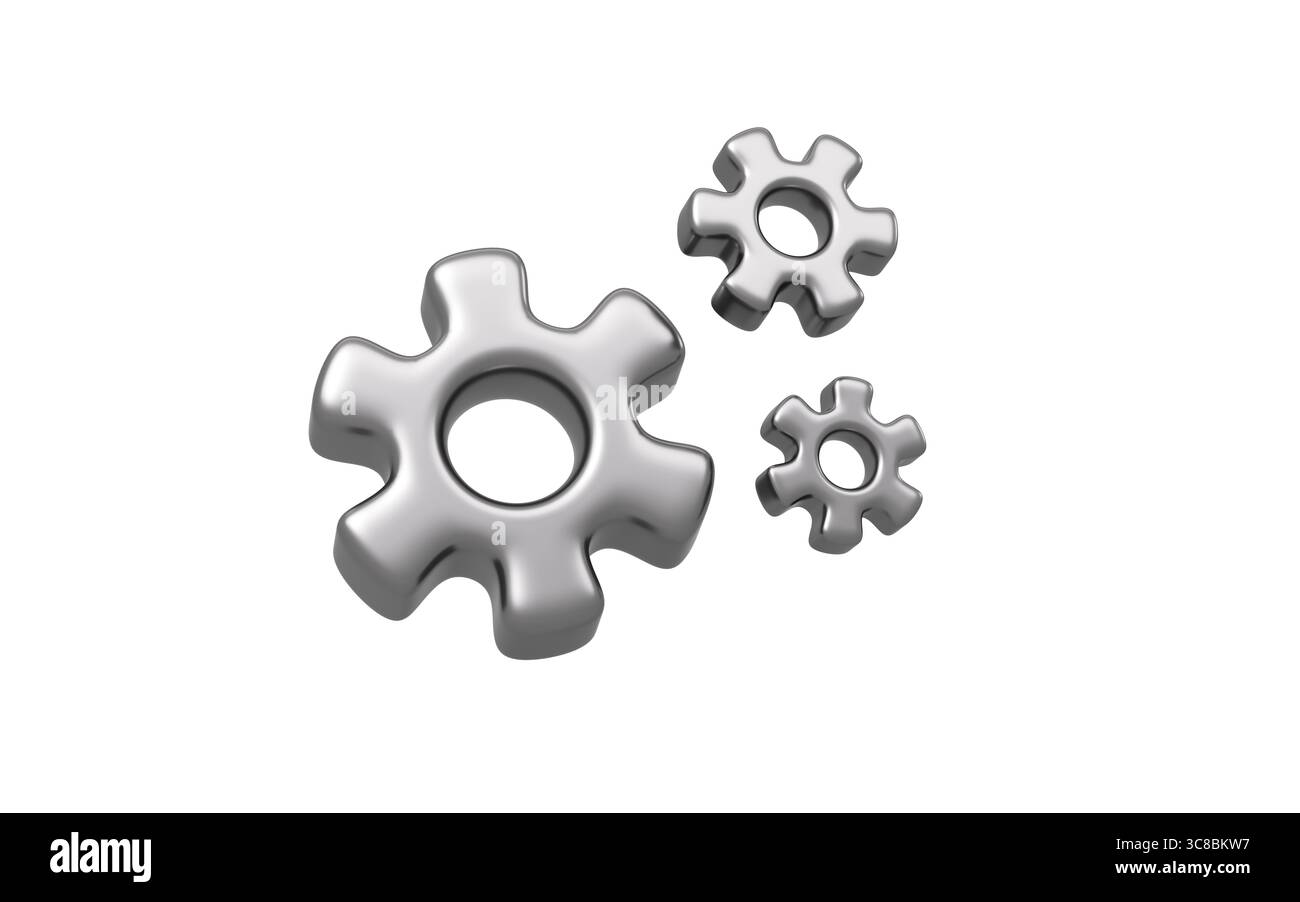 Logo de roue d'engrenage de dessin animé, rendu 3D. illustration 3d. Banque D'Images