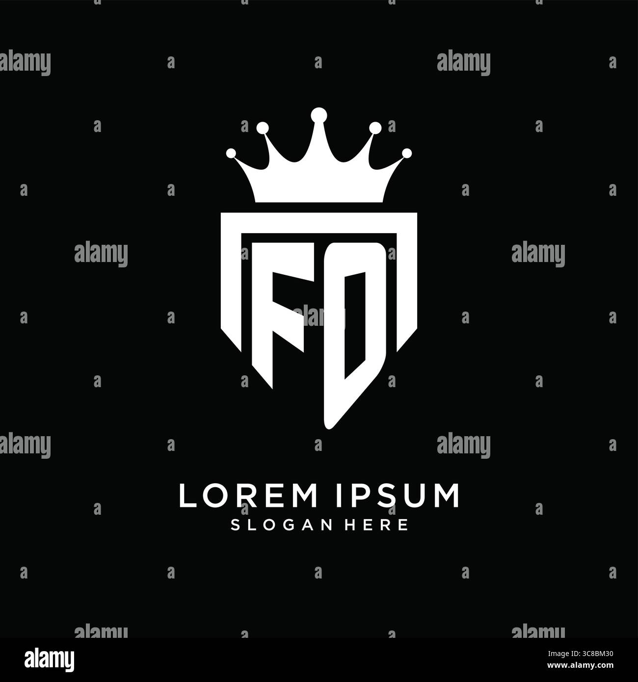 Lettre FO logo monogramme style d'emblème avec modèle de conception de forme de couronne vecteur graphique graphique graphique Illustration de Vecteur