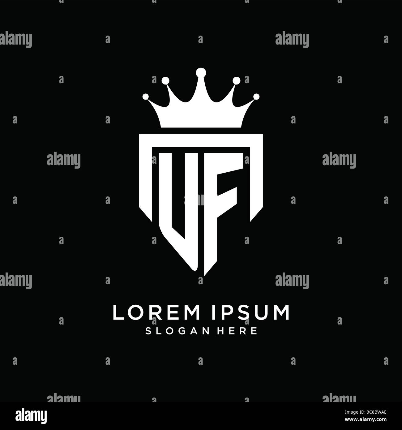 Lettre UF logo monogramme style d'emblème avec modèle de conception de forme de couronne vecteur graphique graphique graphique Illustration de Vecteur