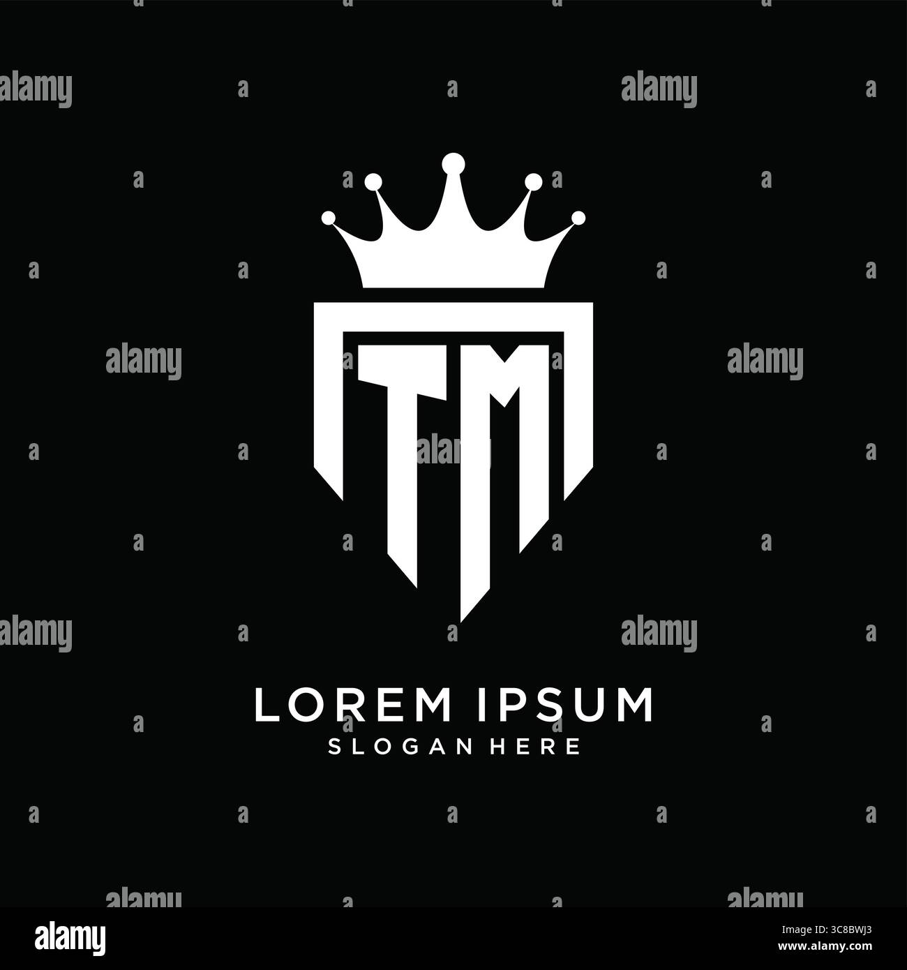 Lettre TM logo monogramme style emblématique avec modèle de conception de forme de couronne vectorielle graphique vectorielle graphique Illustration de Vecteur