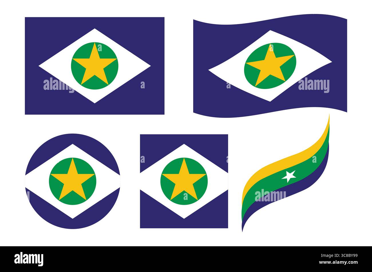 Collection de motifs de drapeau Mato Grosso. Drapeau de l'État du Brésil. Illustration de Vecteur