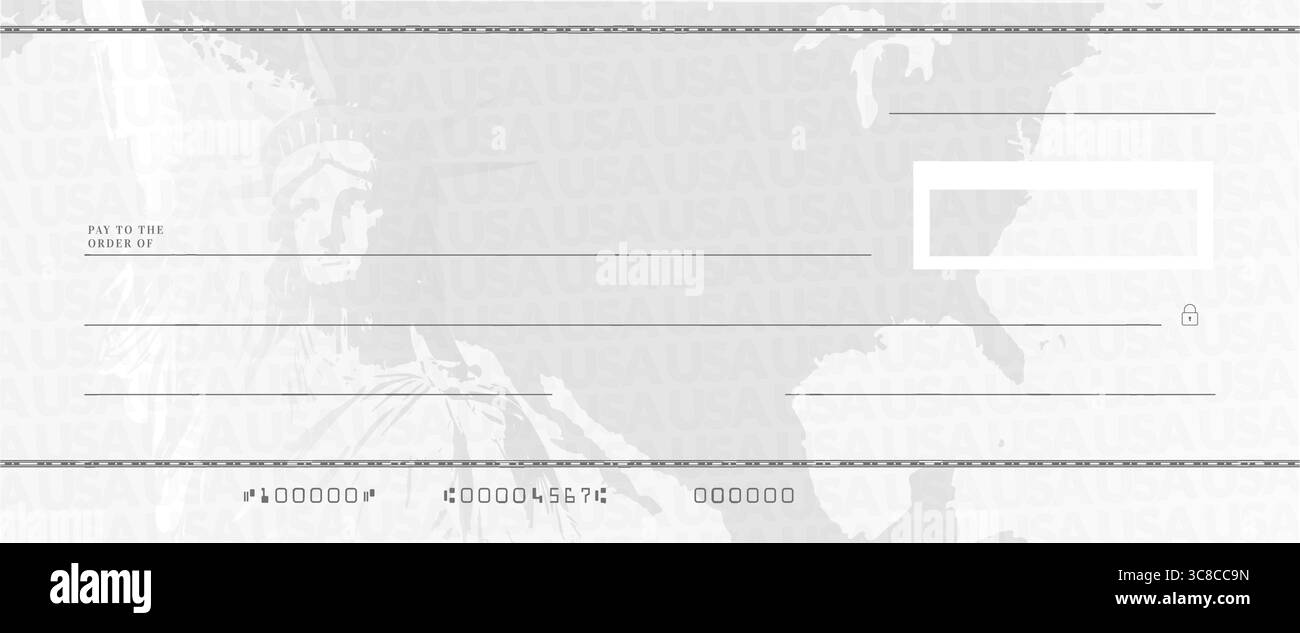 Modèle de faux chèque gouvernemental. Illustration vectorielle d'un stimulus forgé vierge et imprimable ou d'un paiement de dividende Illustration de Vecteur