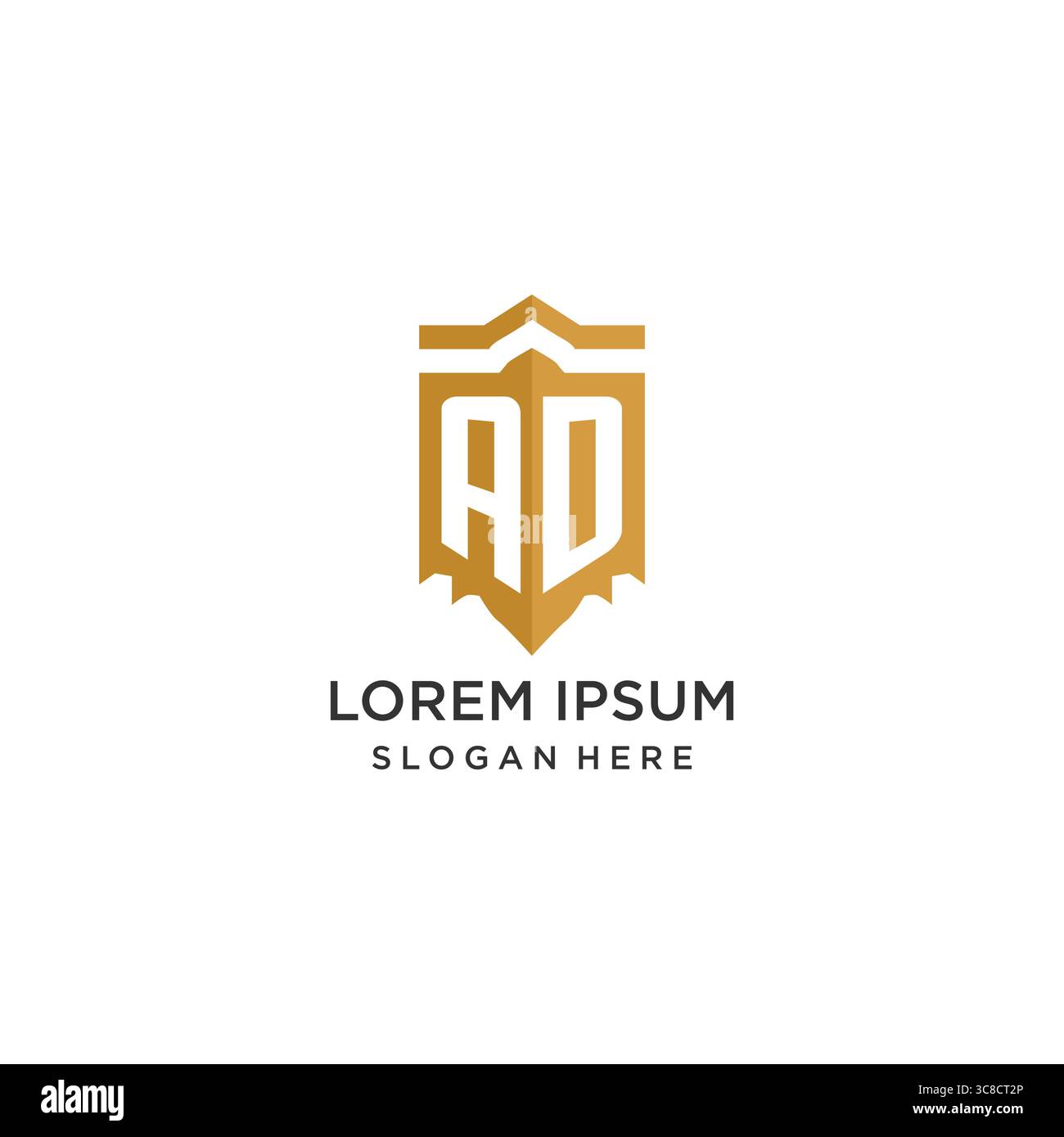 Logo monogramme AD avec forme géométrique de bouclier, élégant graphique vectoriel de conception de logo initial de luxe Illustration de Vecteur