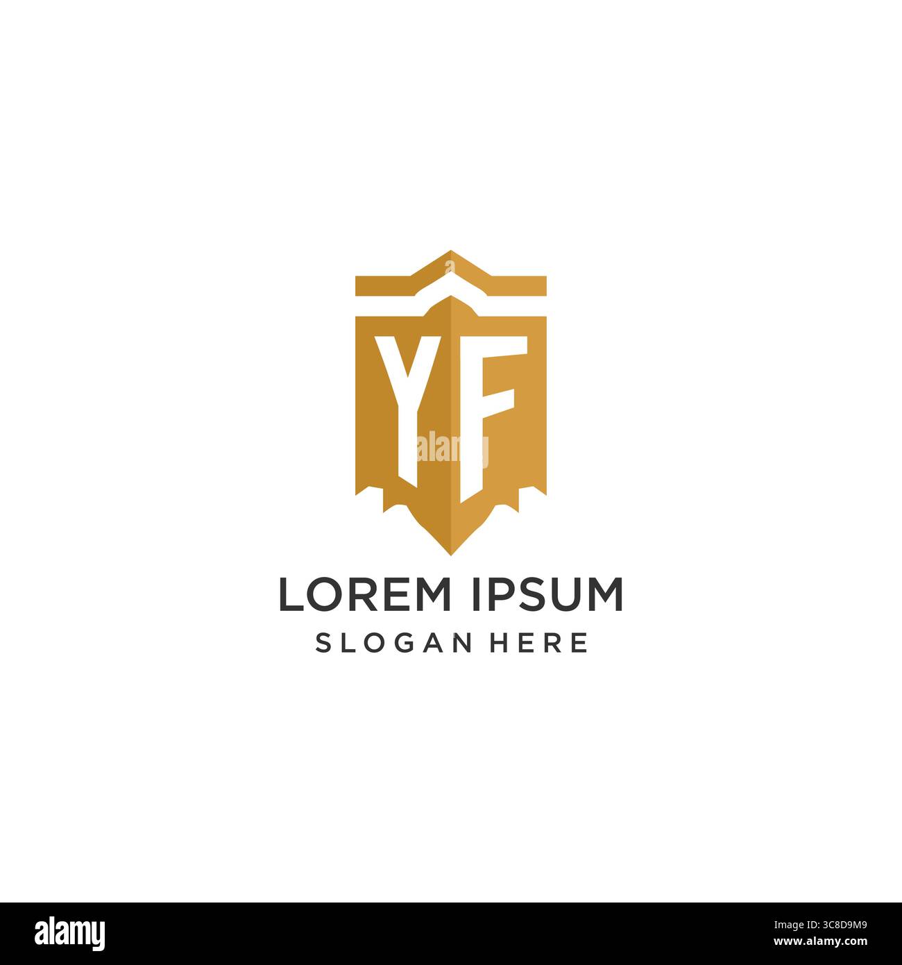 Logo Monogram YF avec forme géométrique de bouclier, élégant graphique vectoriel de conception de logo initial de luxe Illustration de Vecteur