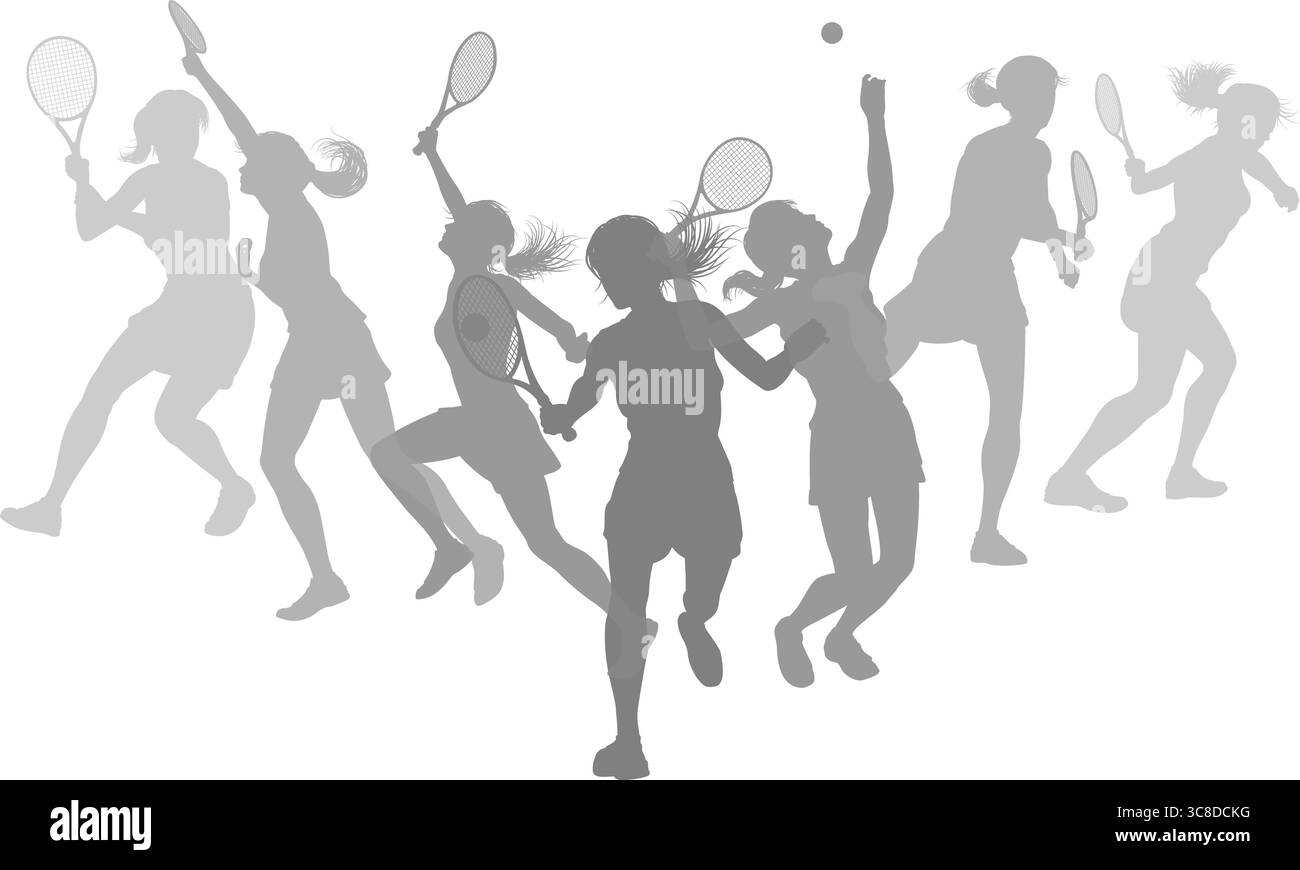 Silhouette tennis Players concept silhouettes Illustration de Vecteur