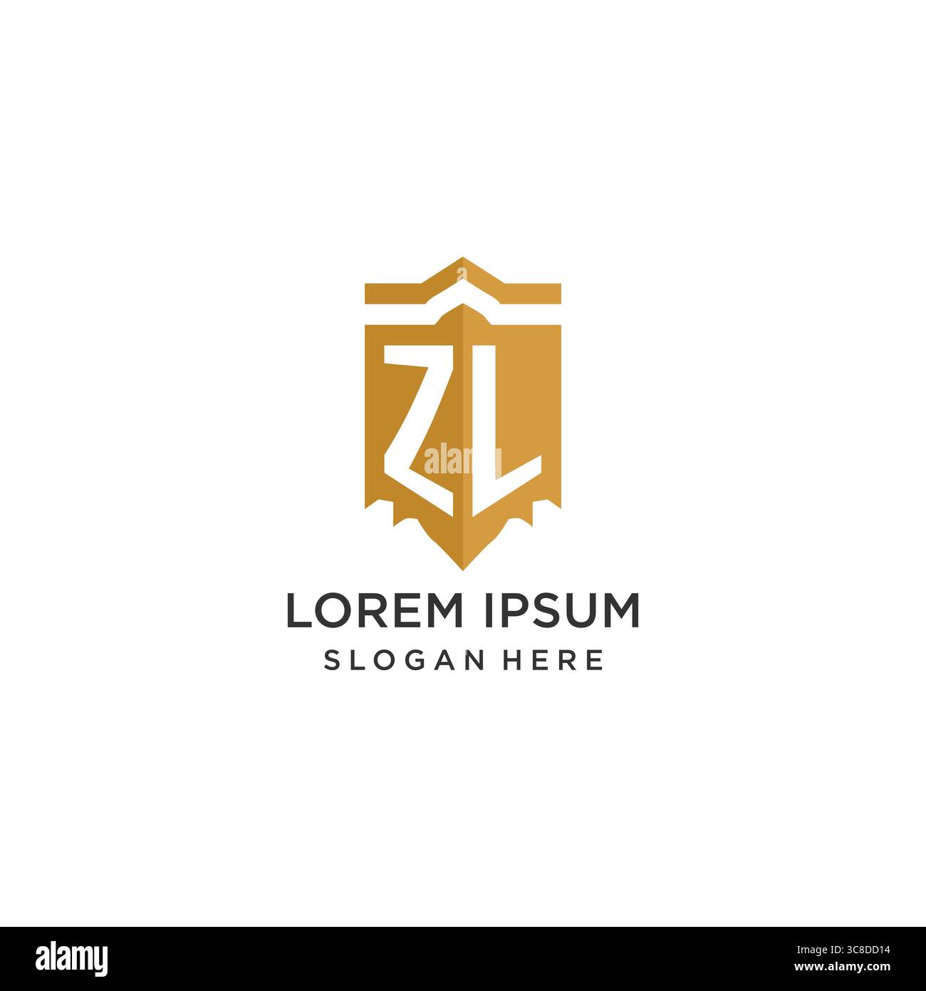 Logo Monogram ZL avec forme géométrique de bouclier, élégant graphique vectoriel de conception de logo initial de luxe Illustration de Vecteur