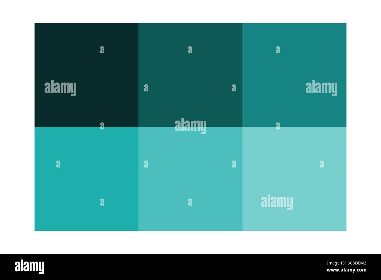 Palette de couleurs turquoise. Carrés d'ombrage ton sur ton. Schéma visuel dégradé. Toile de fond d'illustration vectorielle. Illustration de Vecteur
