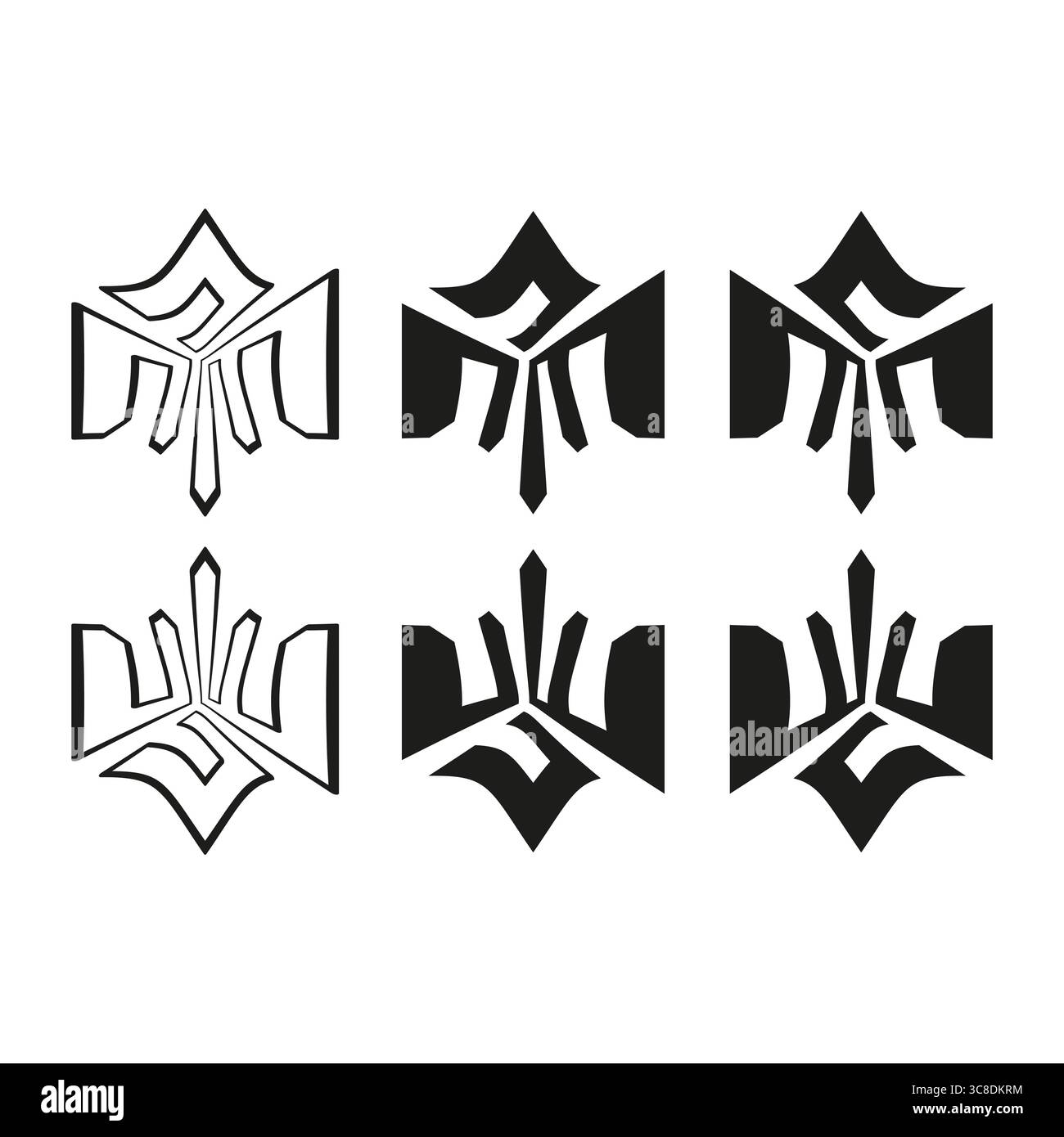 Icône d'emblème Trident. Forme de symbole ukrainien. Vecteur de manteau national. Écusson audacieux. SPE 10. Illustration de Vecteur