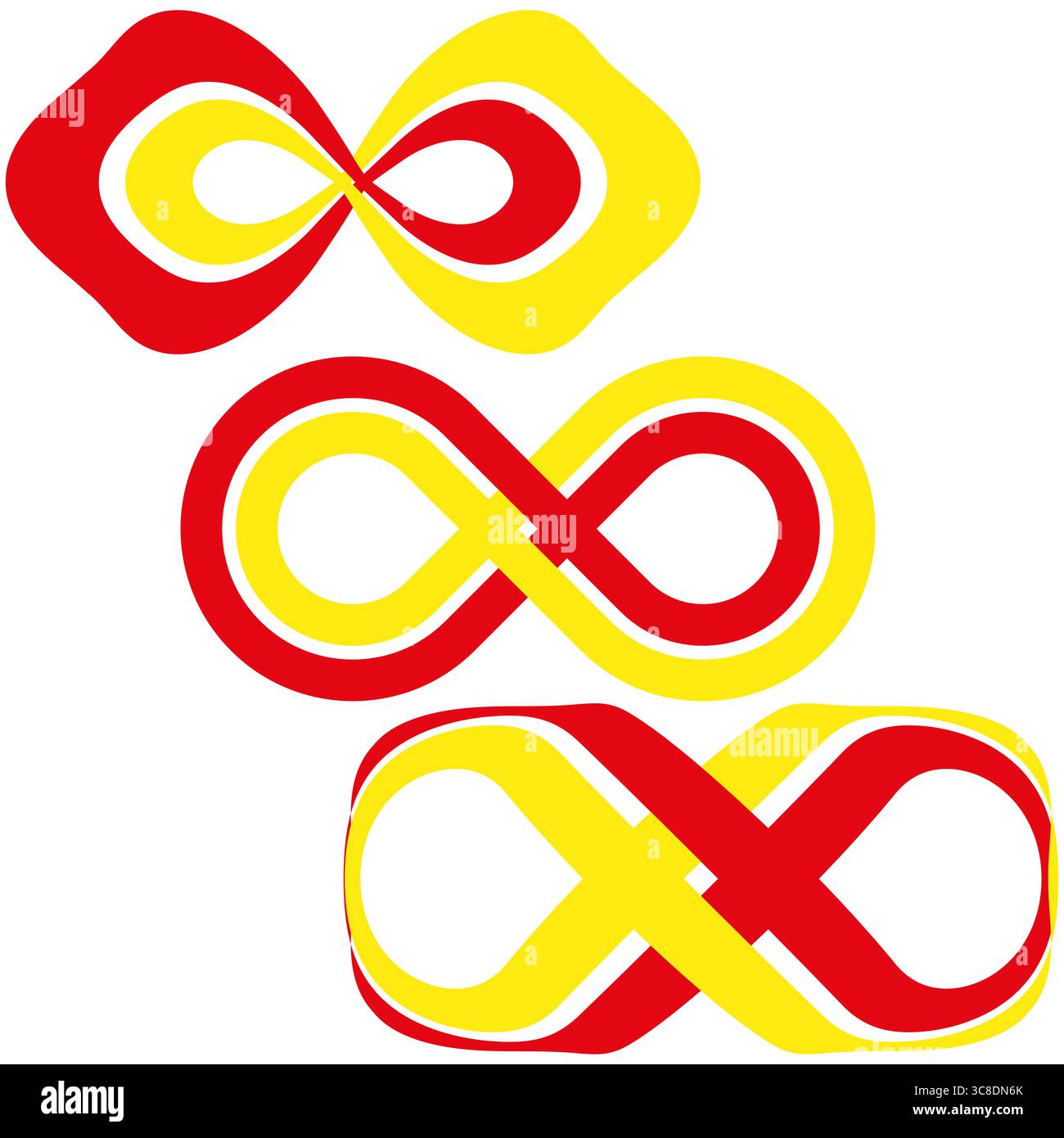 Collection de symboles Infinity. Chiffres jaunes rouges. Vecteur de boucle abstrait. Concept illimité SPE 10. Illustration de Vecteur