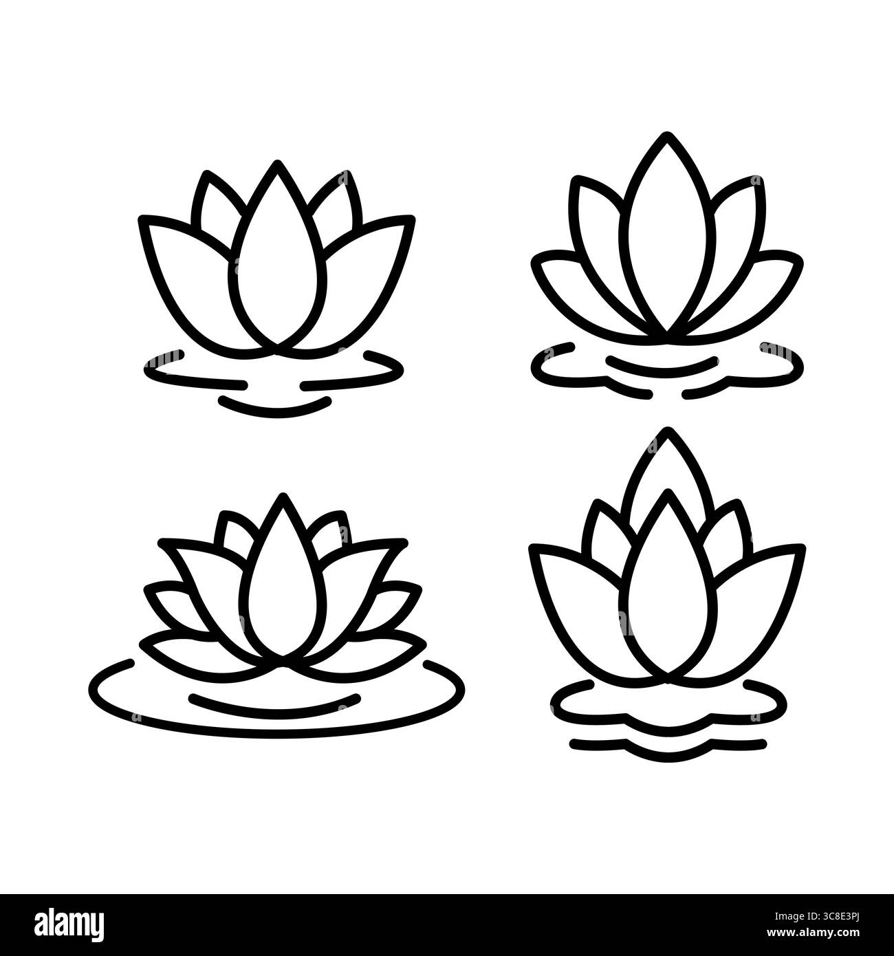 Signe vectoriel d'icône Lotus isolé pour la conception graphique et web. Usine de Lotus. Modèle de symbole de fleur de Lotus modifiable sur fond blanc. Illustration de Vecteur