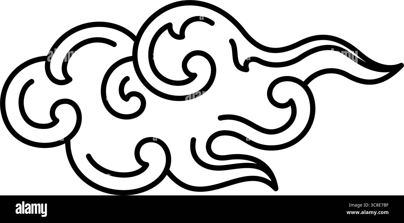 le vecteur d'élément de style traditionnel de nuage oriental décore le concept de nuages de culture japonais chinois coréen thaïlandais tibétain Illustration de Vecteur
