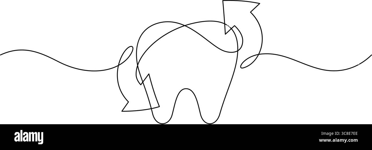 symbole de dent dentaire rafraîchissant flèches une ligne dessin continu minimalisme art décoratif Illustration de Vecteur