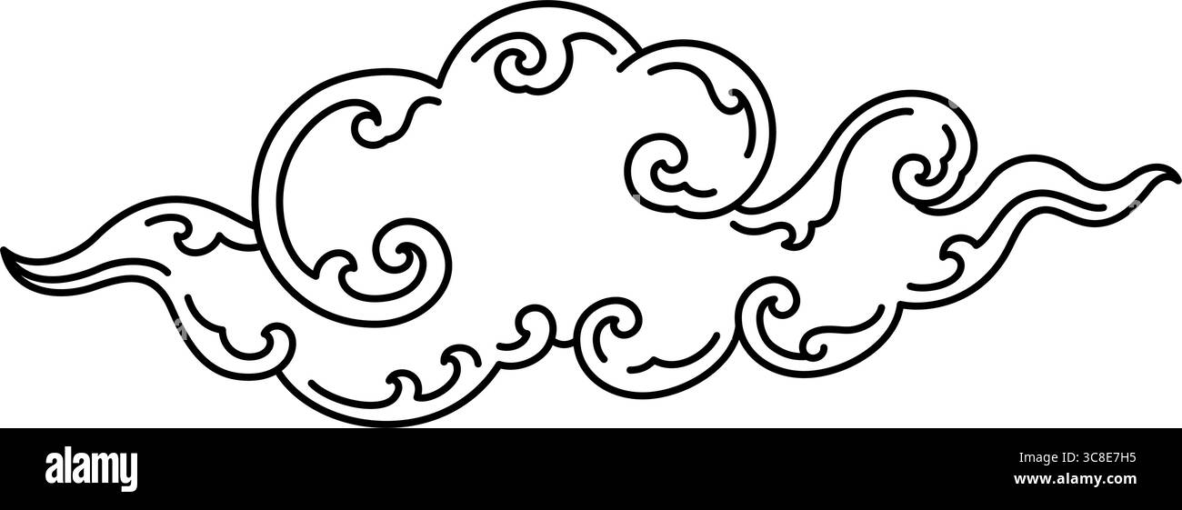 le vecteur d'élément de style traditionnel de nuage oriental décore le concept de nuages de culture japonais chinois coréen thaïlandais tibétain Illustration de Vecteur