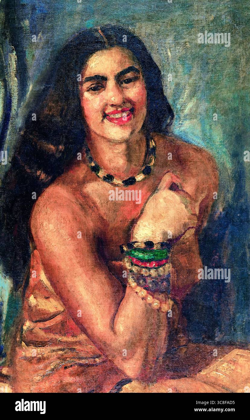Amrita Sher-Gil (1913-1941), Autoportrait du peintre hongrois-indien à l'huile sur toile, 1930 Banque D'Images