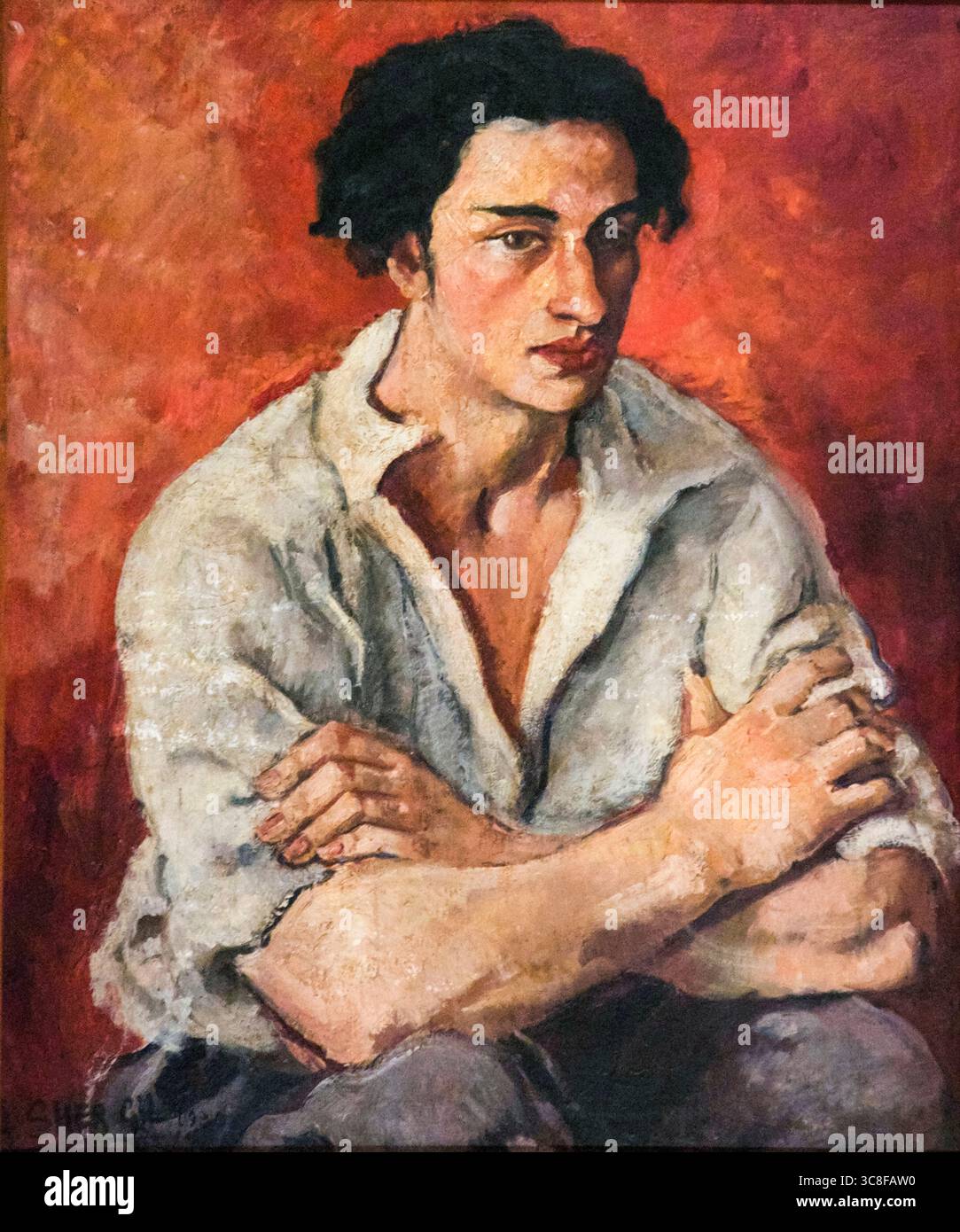 Amrita Sher-Gil, Portrait d'un jeune homme, (artiste, Boris Tazlitsky, 1911-2005), peinture à l'huile sur toile, 1930 Banque D'Images