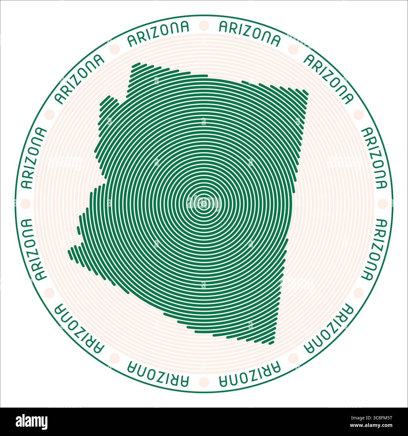 Logo rond Arizona. Forme d'état de la construction des anneaux. Texte Arizona autour de l'état. Illustration vectorielle. Illustration de Vecteur