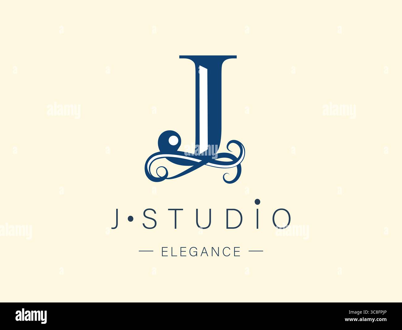Logo, majuscule J. Monogram of Botanical minimalist, initiale. Illustration de Vecteur