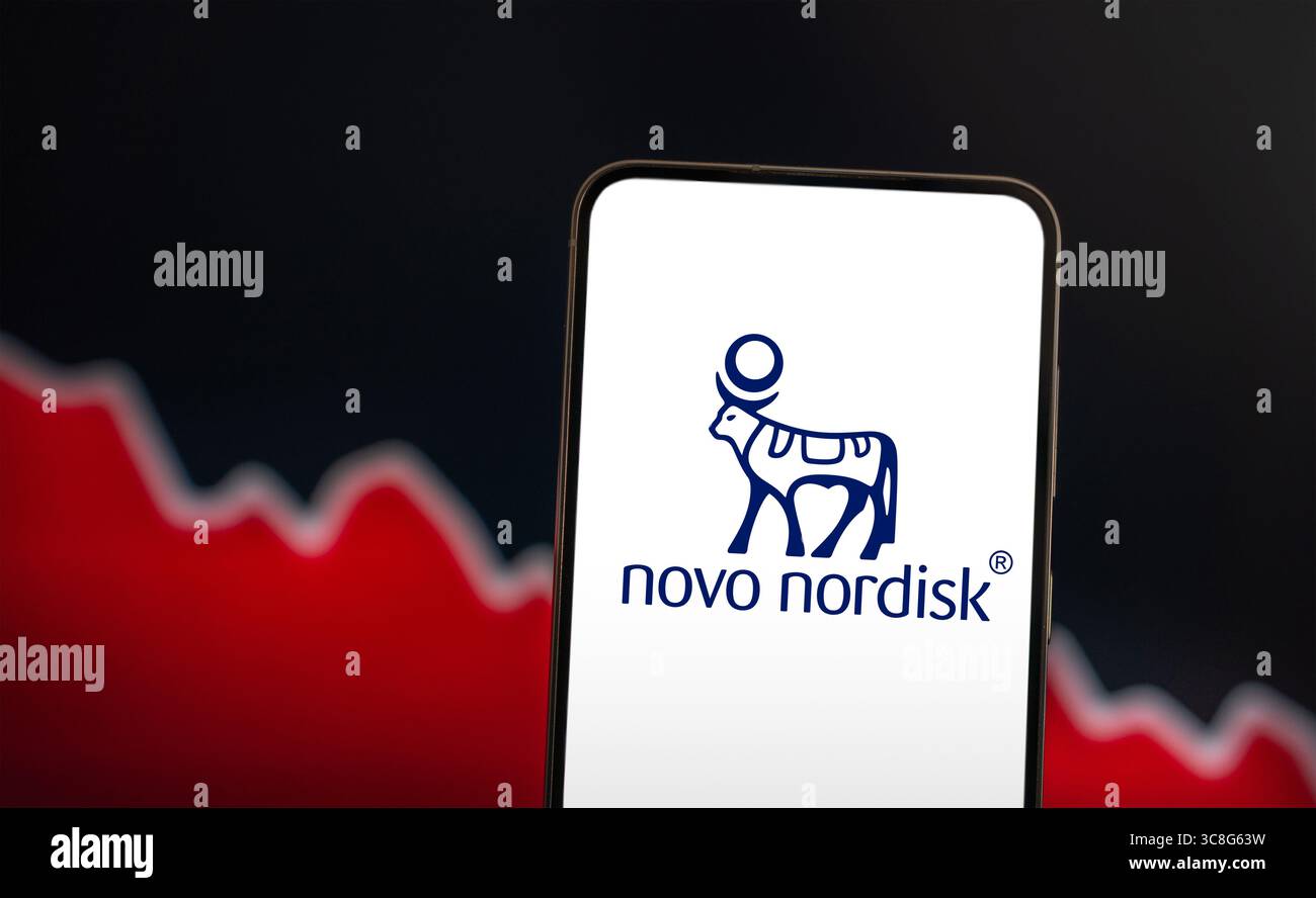 Novo Nordisk sous pression - stock pharmaceutique en déclin Banque D'Images
