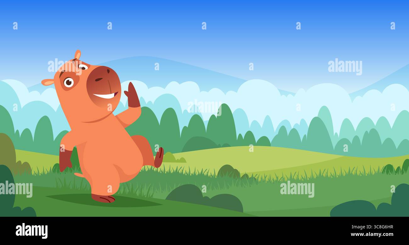 Capybara. Jouant mignon animal capybara illustration de fond vectoriel exacte Illustration de Vecteur