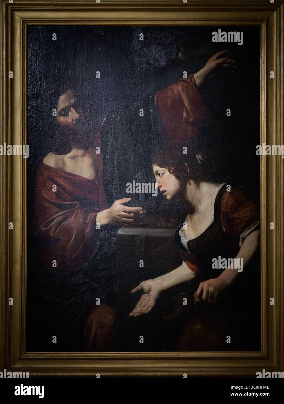 'Noli me tangere' (c. 1622) de Valentin de Boulogne, représentant le moment après la résurrection du Christ. La peinture met l'accent sur la lumière dramatique et natu Banque D'Images