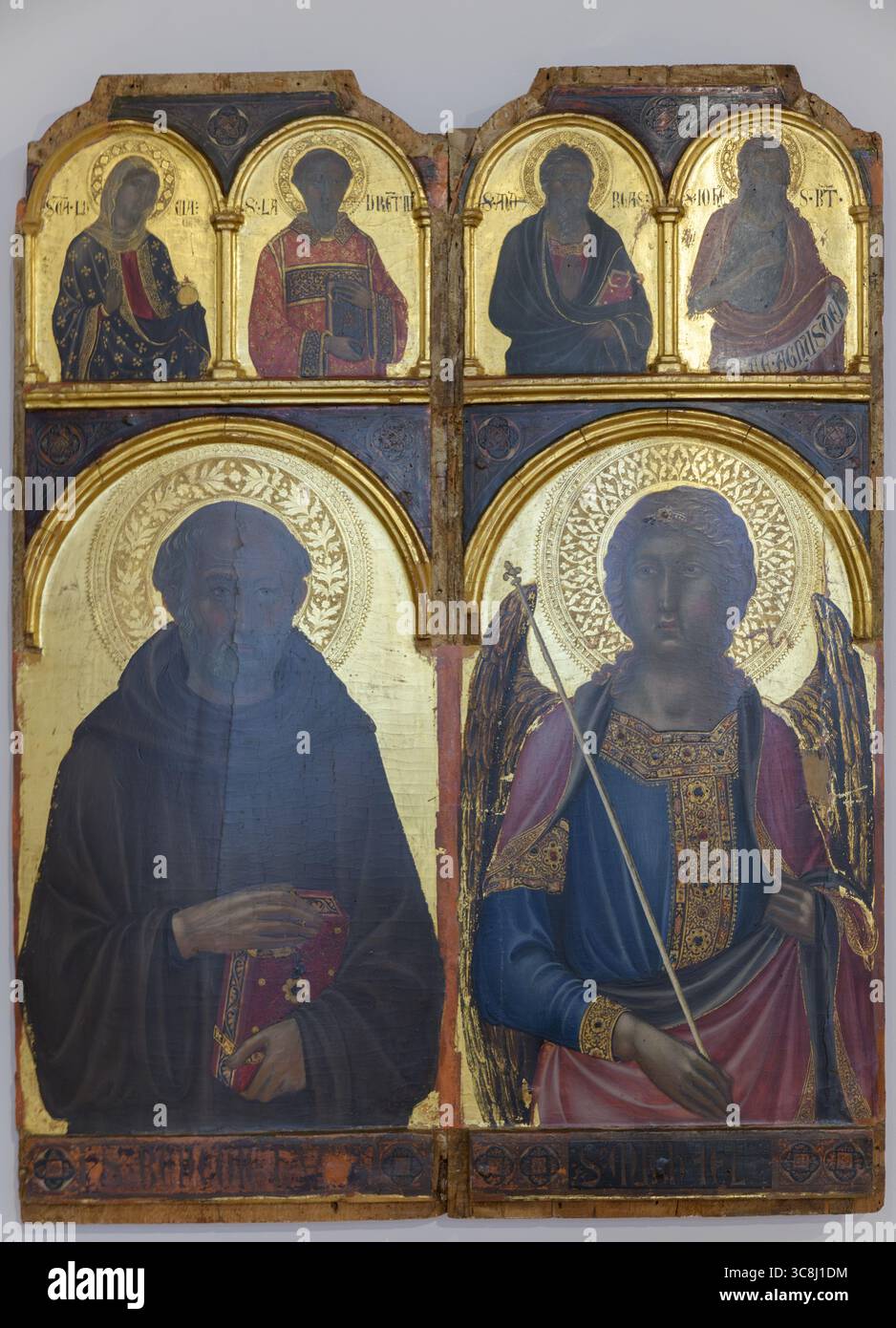 Niccolò di Segna, San Benedetto, Archange Michael, Pinacoteca Nazionale di Siena, Art gothique. Banque D'Images