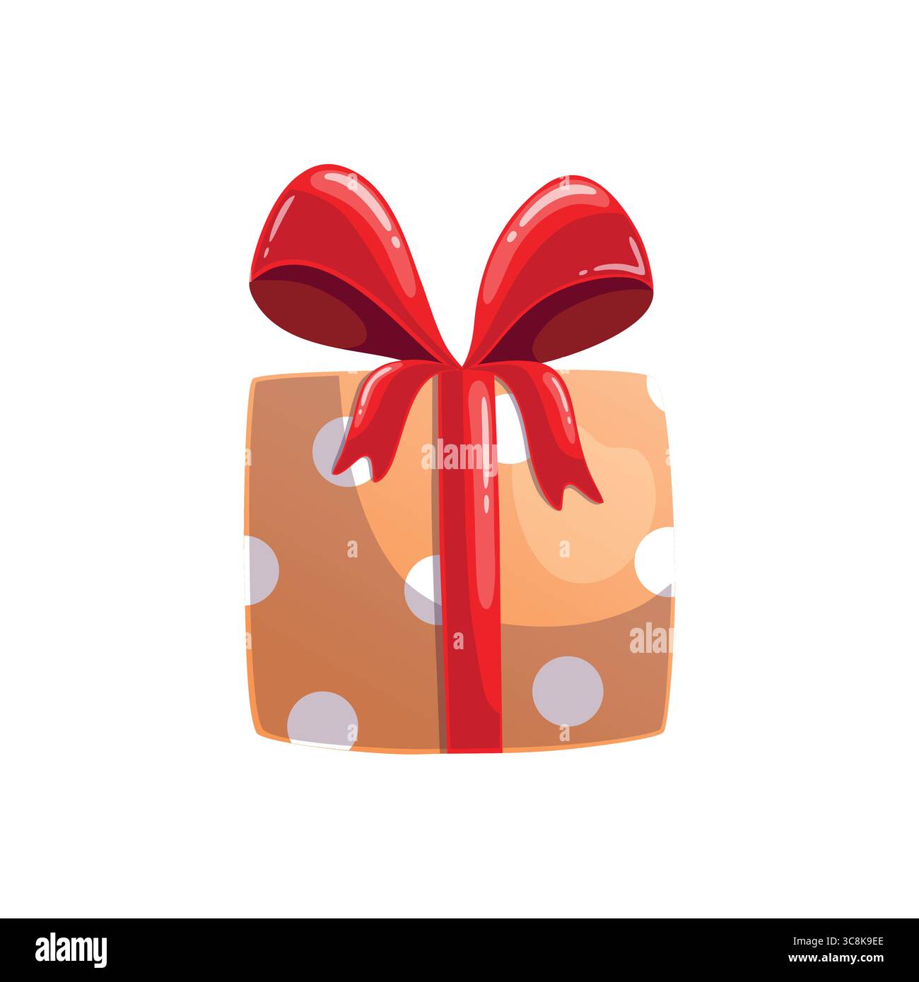 Boîte cadeau avec arc ruban rouge isolé sur fond blanc Illustration de Vecteur