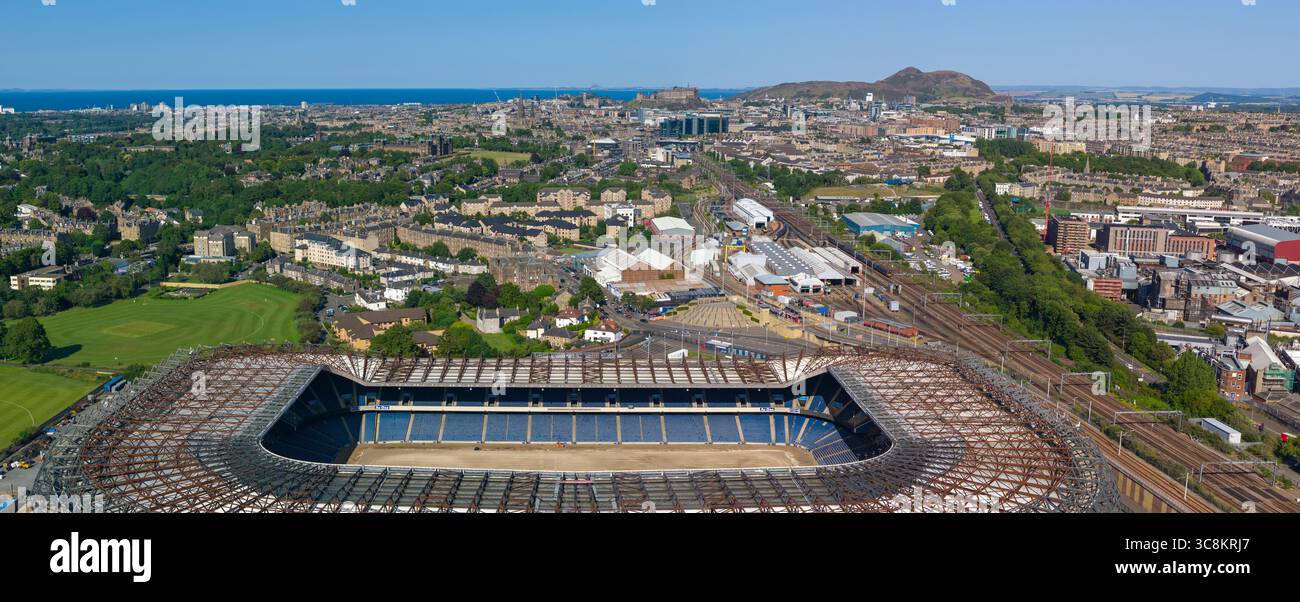 Image aérienne du stade Murrayfield à Édimbourg - Écosse. Banque D'Images