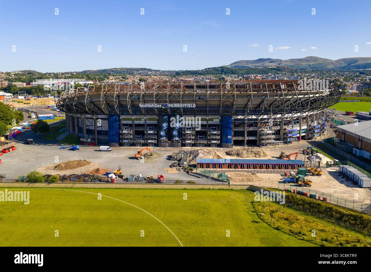 Image aérienne du stade Murrayfield à Édimbourg - Écosse. Banque D'Images