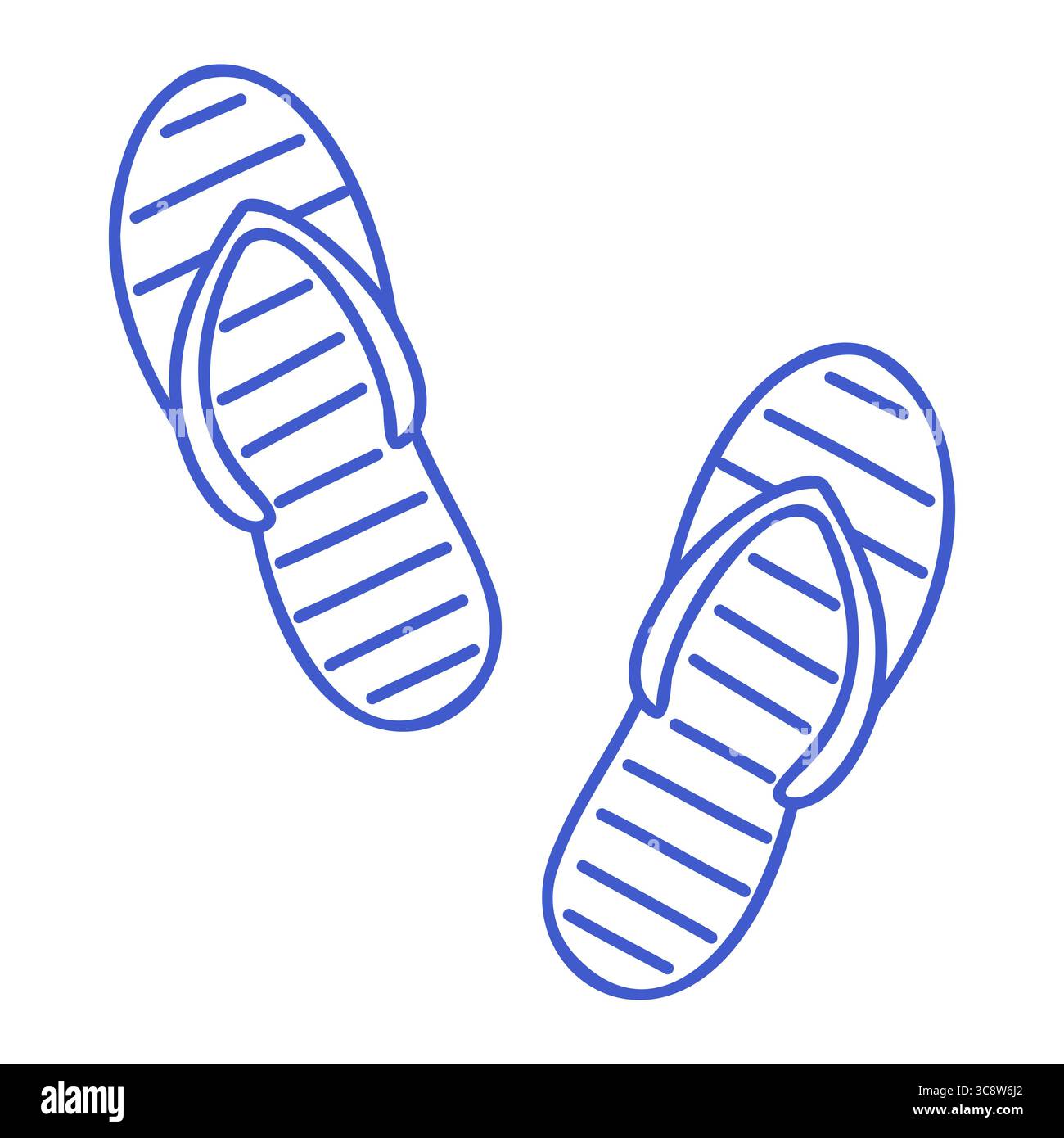 Tongs au style artistique bleu marine. Icône marine dessinée à la main. Illustration isolée du vecteur de contour. Illustration de Vecteur
