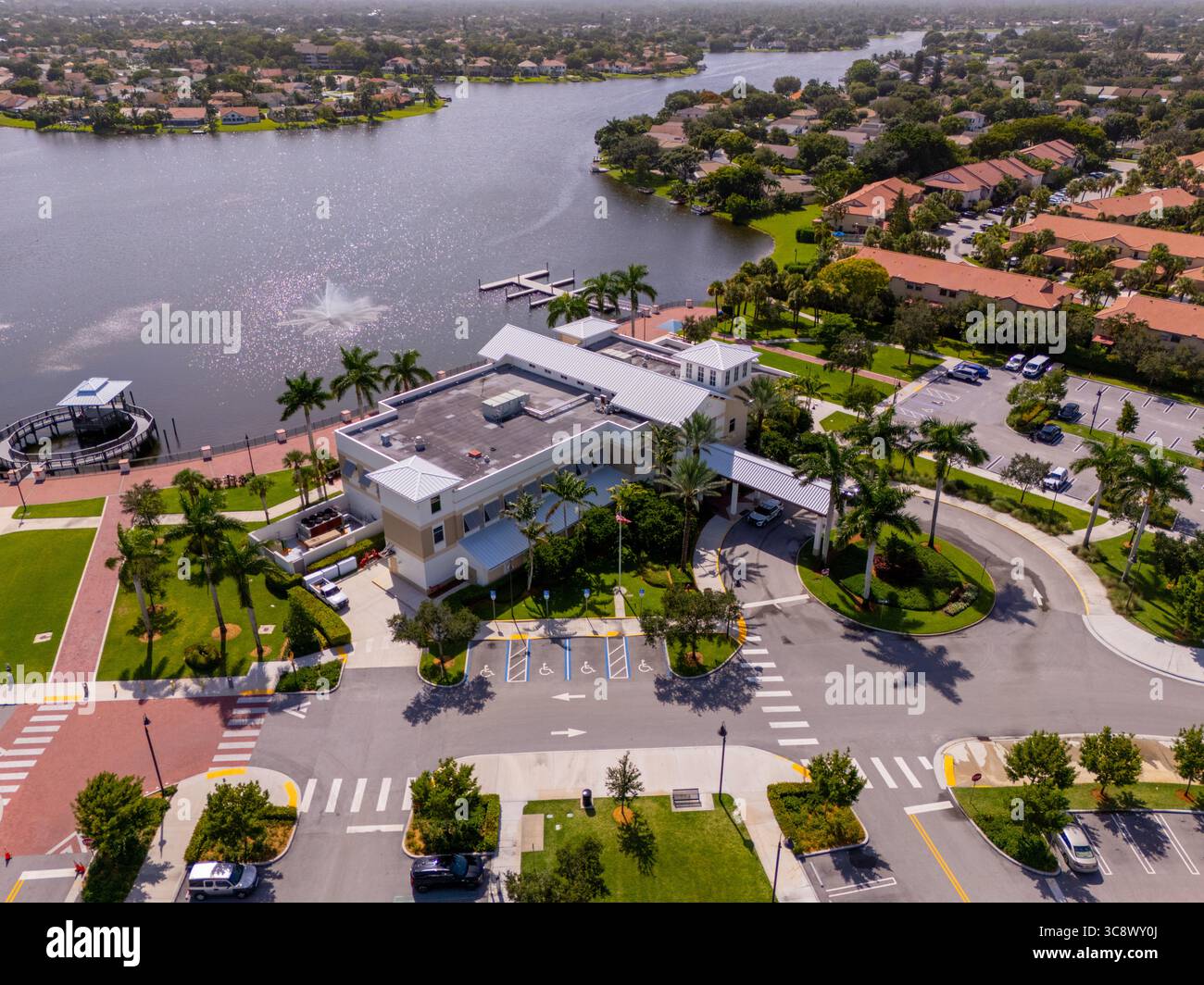 Photo aérienne Wellington Community Center et parc aquatique Banque D'Images