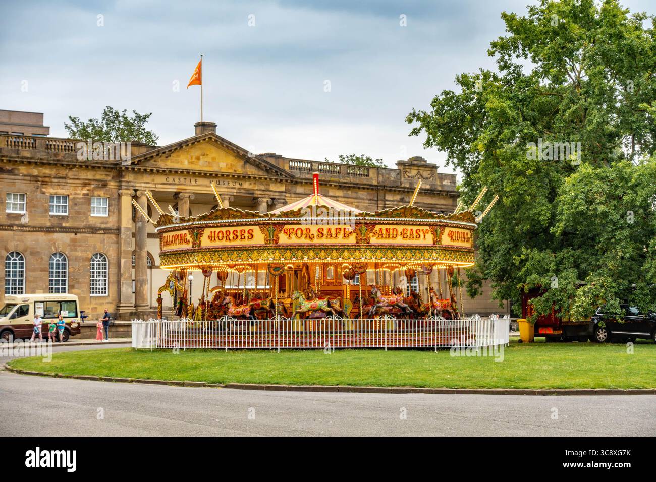 Un manège situé en face du Castle Museum à York, Royaume-Uni Banque D'Images