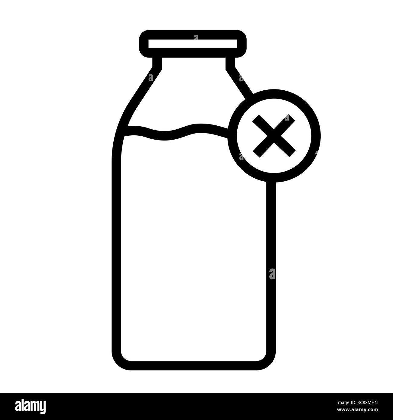 Icône de lait interdit. Symbole d'intolérance au lactose. Vecteur de produit laitier. Emblème diététique nutritionnel. Illustration de Vecteur