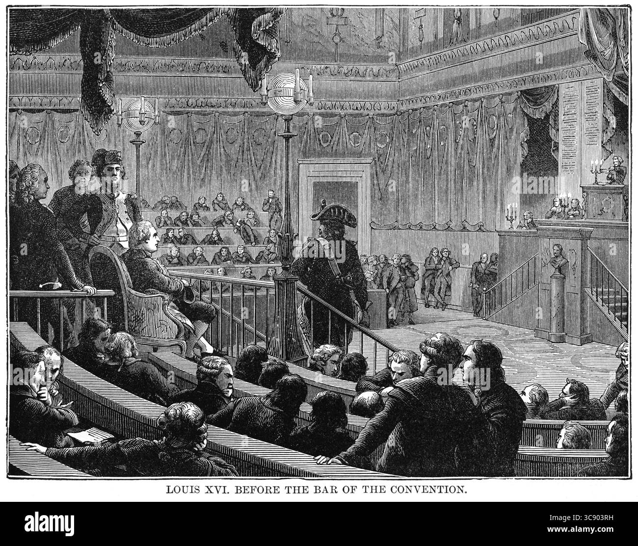 6 mai 2020 : Louis XVI devant le barreau de la Convention, illustration, histoire du monde de Ridpath, volume III, par John Clark Ridpath, LL. D., Merrill & Baker Publishers, New York, 1897 (crédit image : © JT Vintage/Glasshouse via ZUMA Wire) Banque D'Images