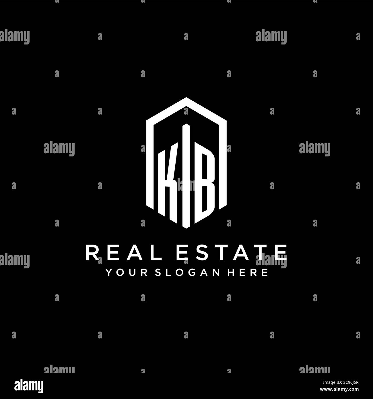 Lettre KB logo pour l'immobilier avec graphique vectoriel de conception d'icône hexagonale Illustration de Vecteur