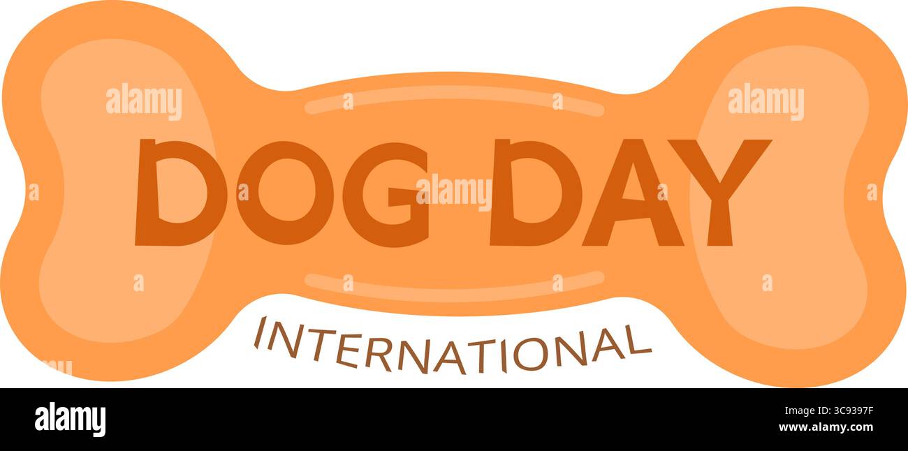 Une illustration ludique et vibrante de l'expression CHIEN JOUR INTERNATIONAL, sur fond d'os de couleur orange, conçu pour célébrer les amoureux des chiens dans le monde entier. Illustration de Vecteur