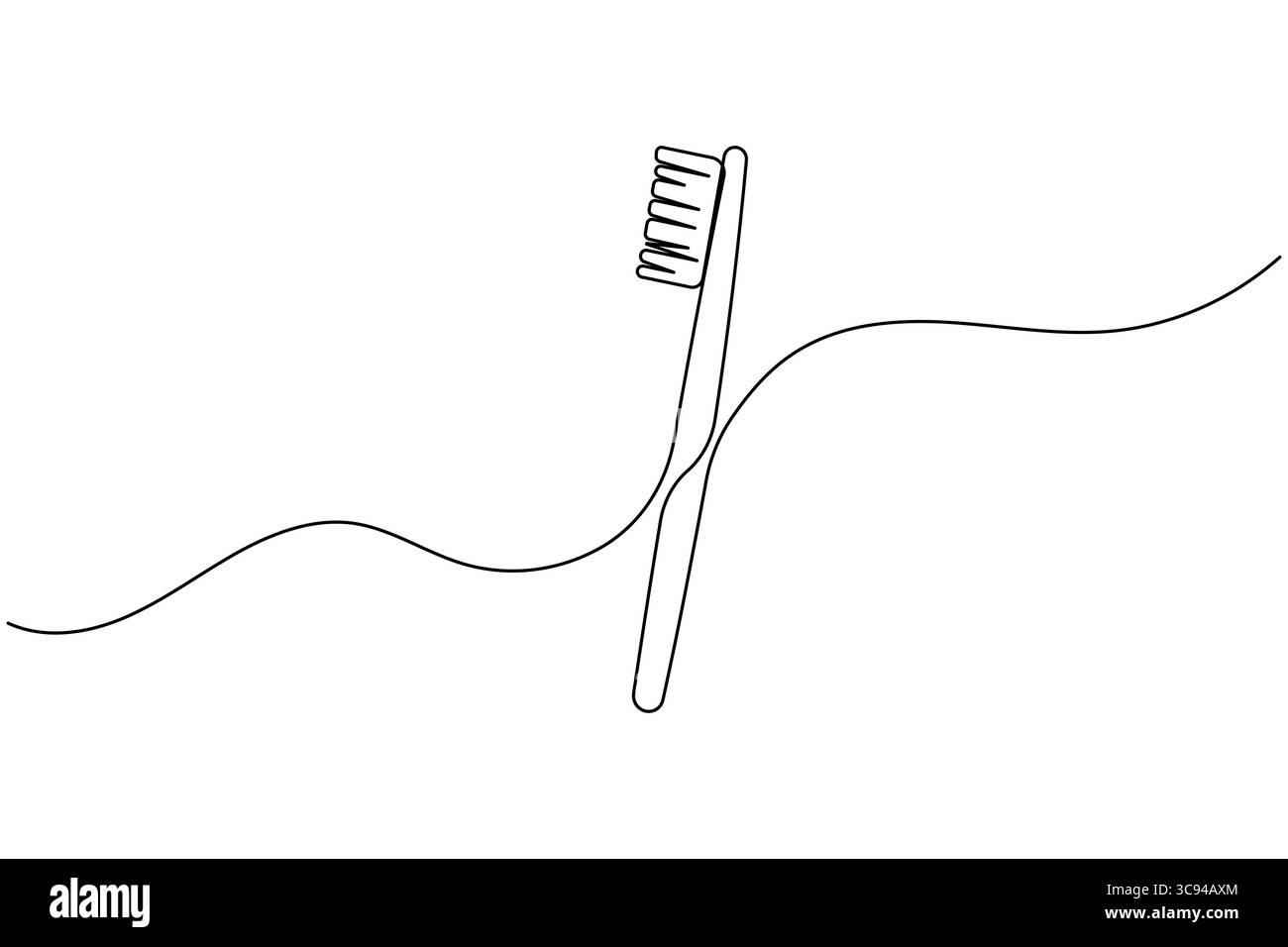 Dessin au trait continu d'une brosse à dents avec dentifrice, idéal pour l'hygiène dentaire, le brossage des dents et les thèmes de soins bucco-dentaires Illustration de Vecteur