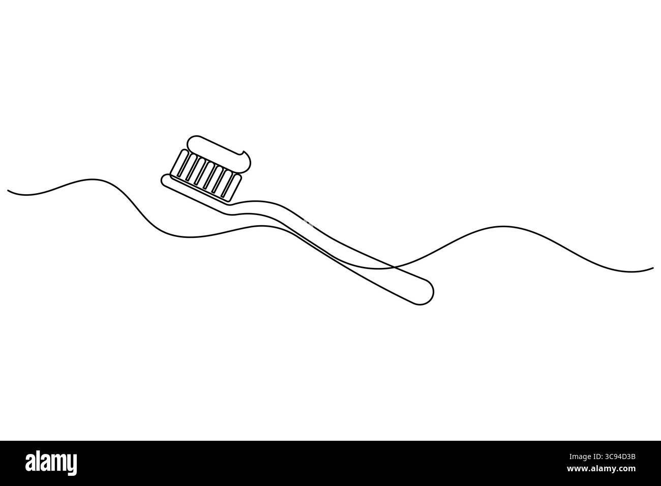 Dessin au trait continu d'une brosse à dents avec dentifrice, idéal pour l'hygiène dentaire, le brossage des dents et les thèmes de soins bucco-dentaires Illustration de Vecteur
