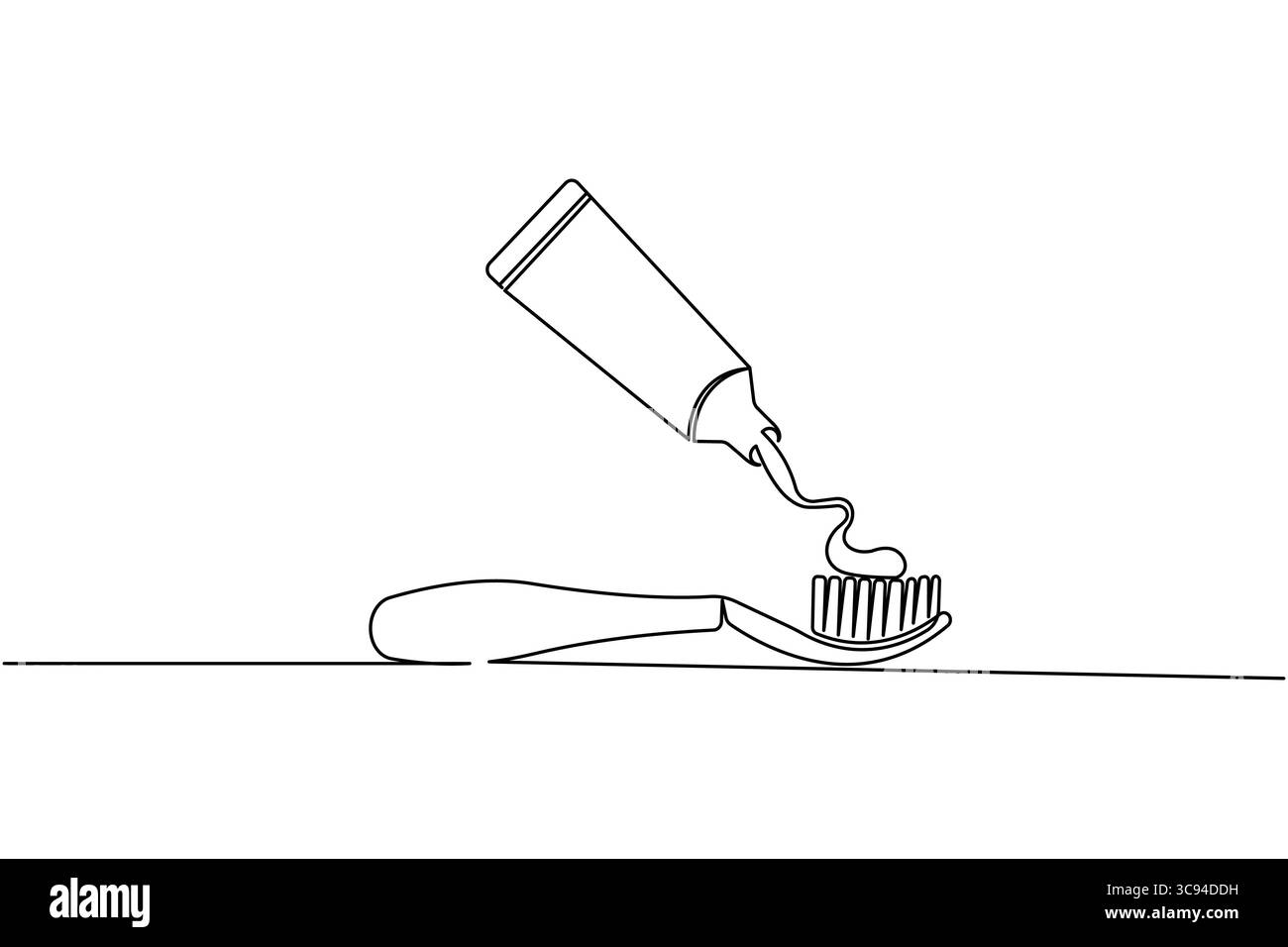 Dessin au trait continu d'une brosse à dents avec dentifrice, idéal pour l'hygiène dentaire, le brossage des dents et les thèmes de soins bucco-dentaires Illustration de Vecteur
