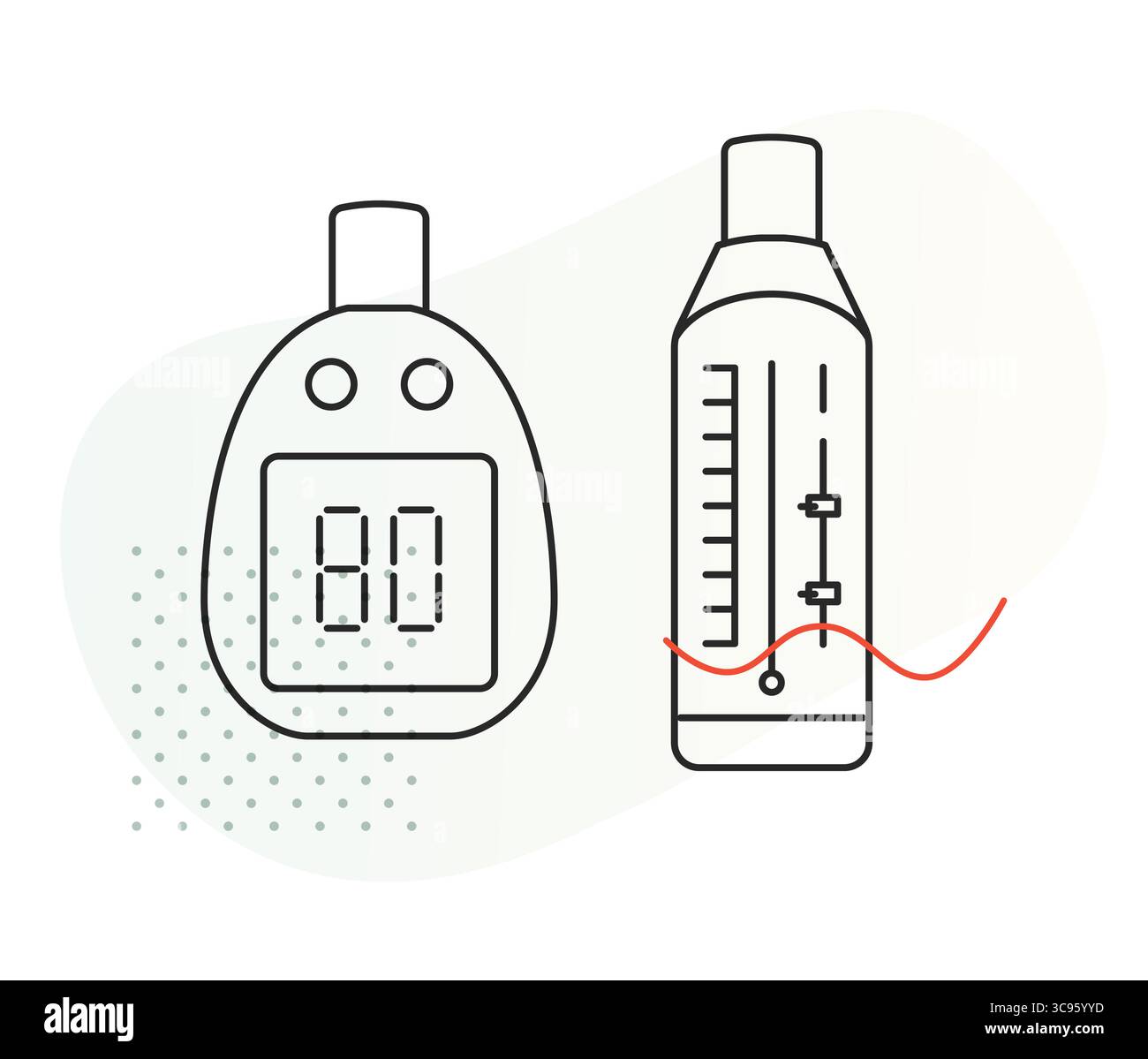 Asthme - débitmètre de pointe numérique et manuel - icône de stock en tant que fichier EPS 10 Illustration de Vecteur