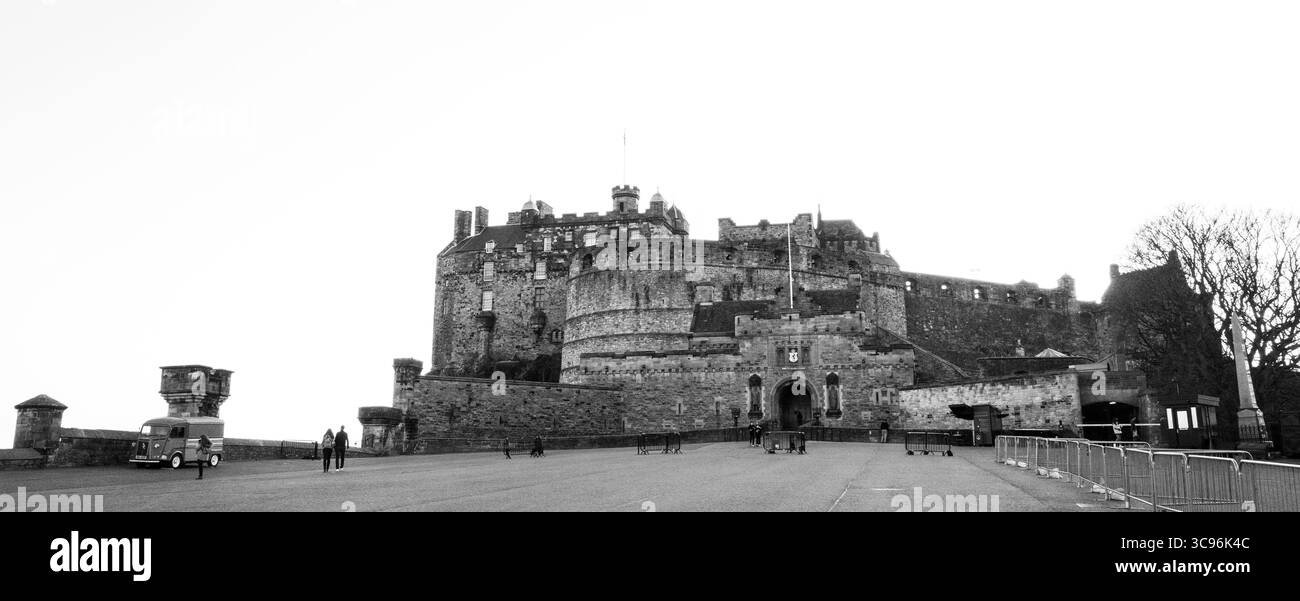 Édimbourg Écosse UK Castle noir et blanc Banque D'Images