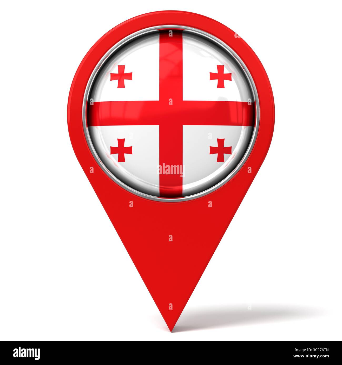 Géorgie - épingle de localisation avec drapeau - illustration 3D. Banque D'Images