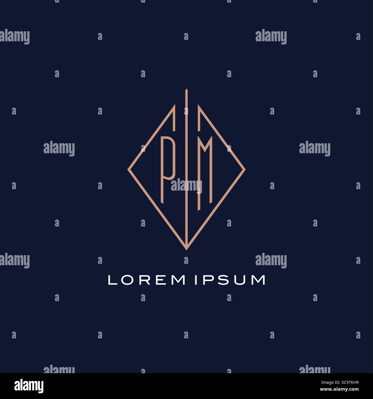 Logo Monogram PM avec losange style losange losange style moderne logo design graphique vectoriel Illustration de Vecteur
