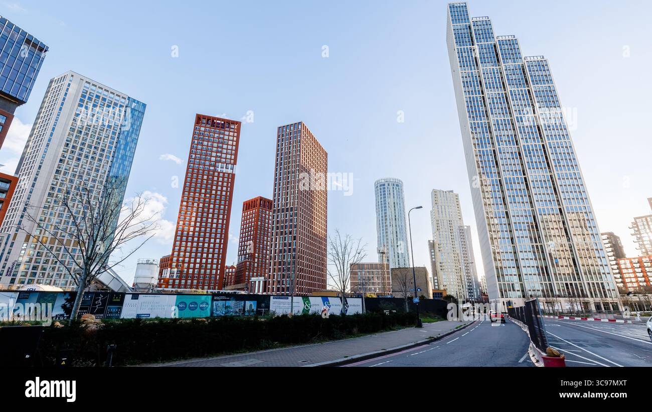 Londres, Royaume-Uni - 02 janvier 2025 : détail architectural du quartier de Vauxall par une belle journée d'hiver Banque D'Images