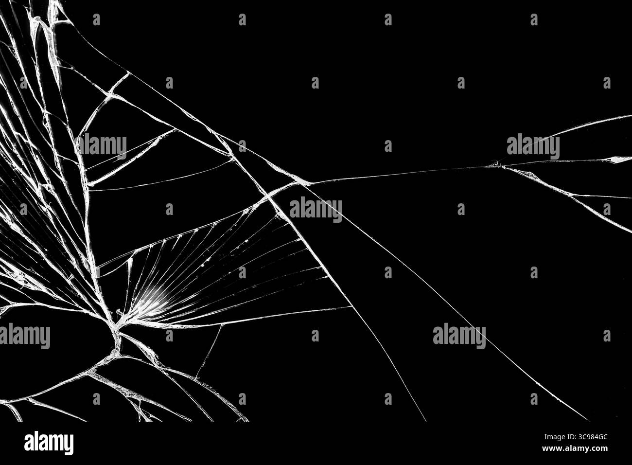 Téléphone à écran tactile fissuré noir, fond, texture pour votre projet Banque D'Images