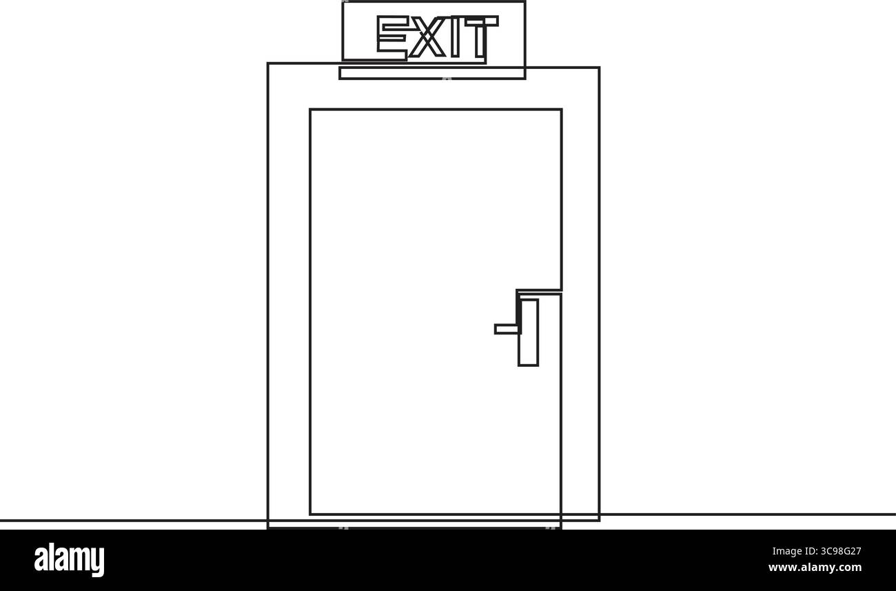 Illustration vectorielle de la porte de SORTIE D'une ligne en continu. Illustration de Vecteur